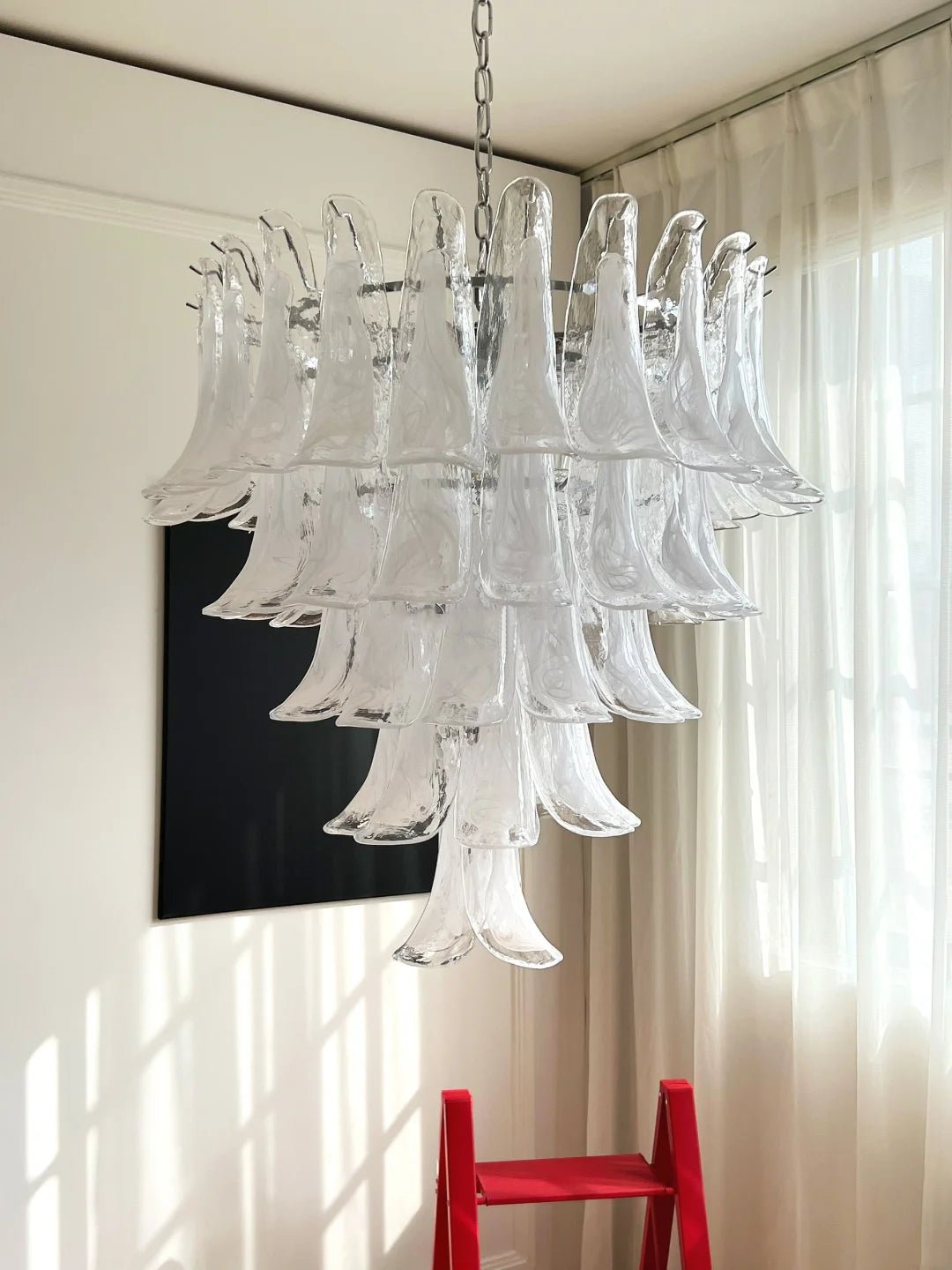 Aurora Chandelier Clear Murano Glass Petal Vintage - Blowlighting