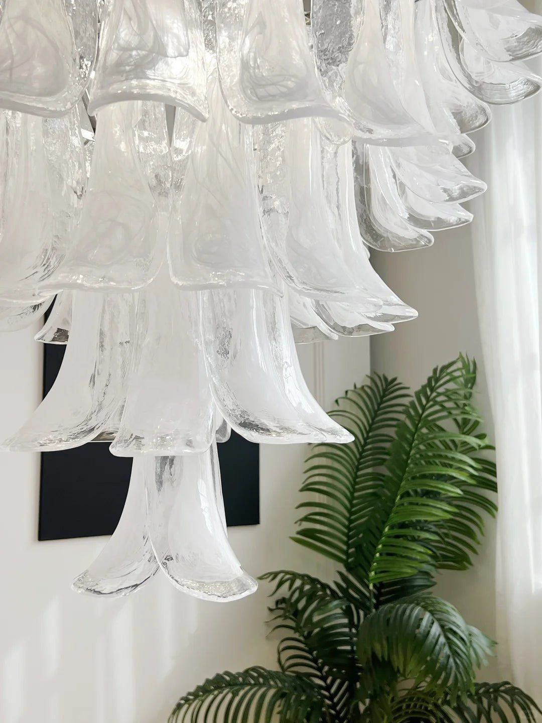 Aurora Chandelier Clear Murano Glass Petal Vintage - Blowlighting