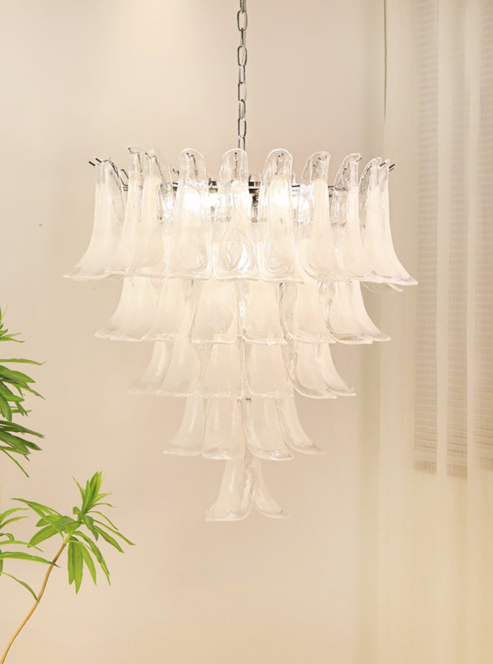 Aurora Chandelier Clear Murano Glass Petal Vintage - Blowlighting