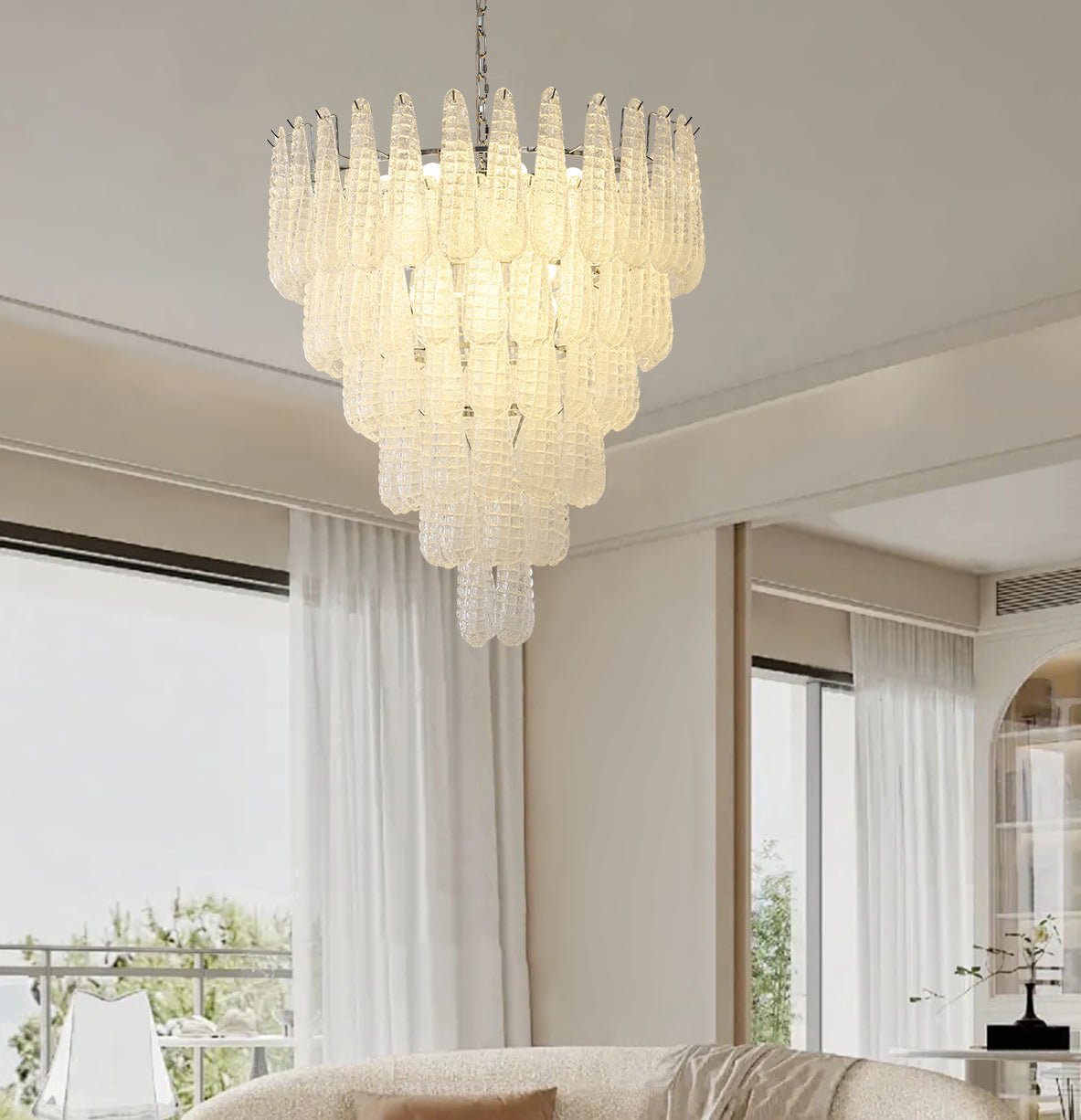 Aurora Chandelier Pinecone Murano Glass Textured Luxury - Blowlighting