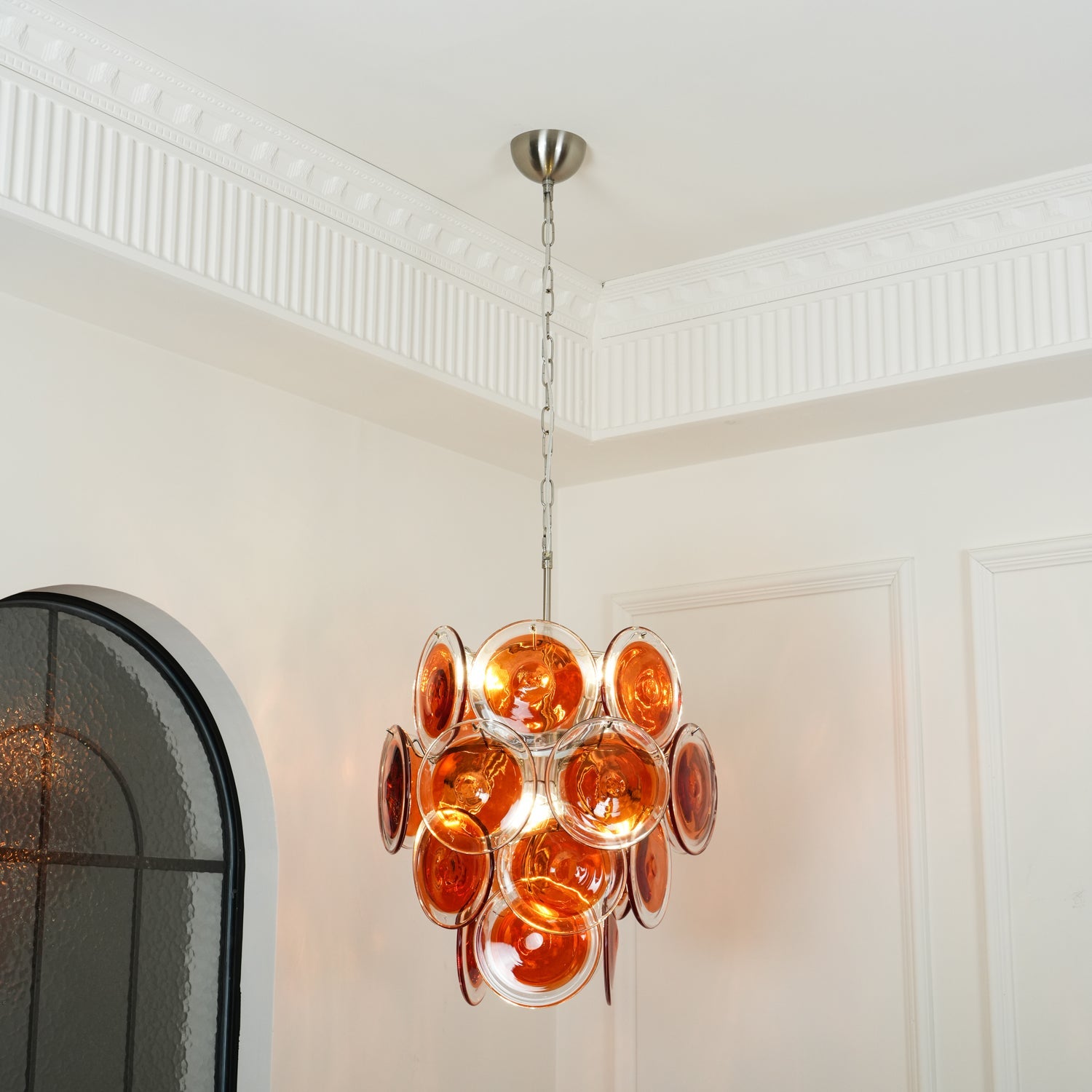 Aurora Chandelier Murano Orange Glass - Blowlighting