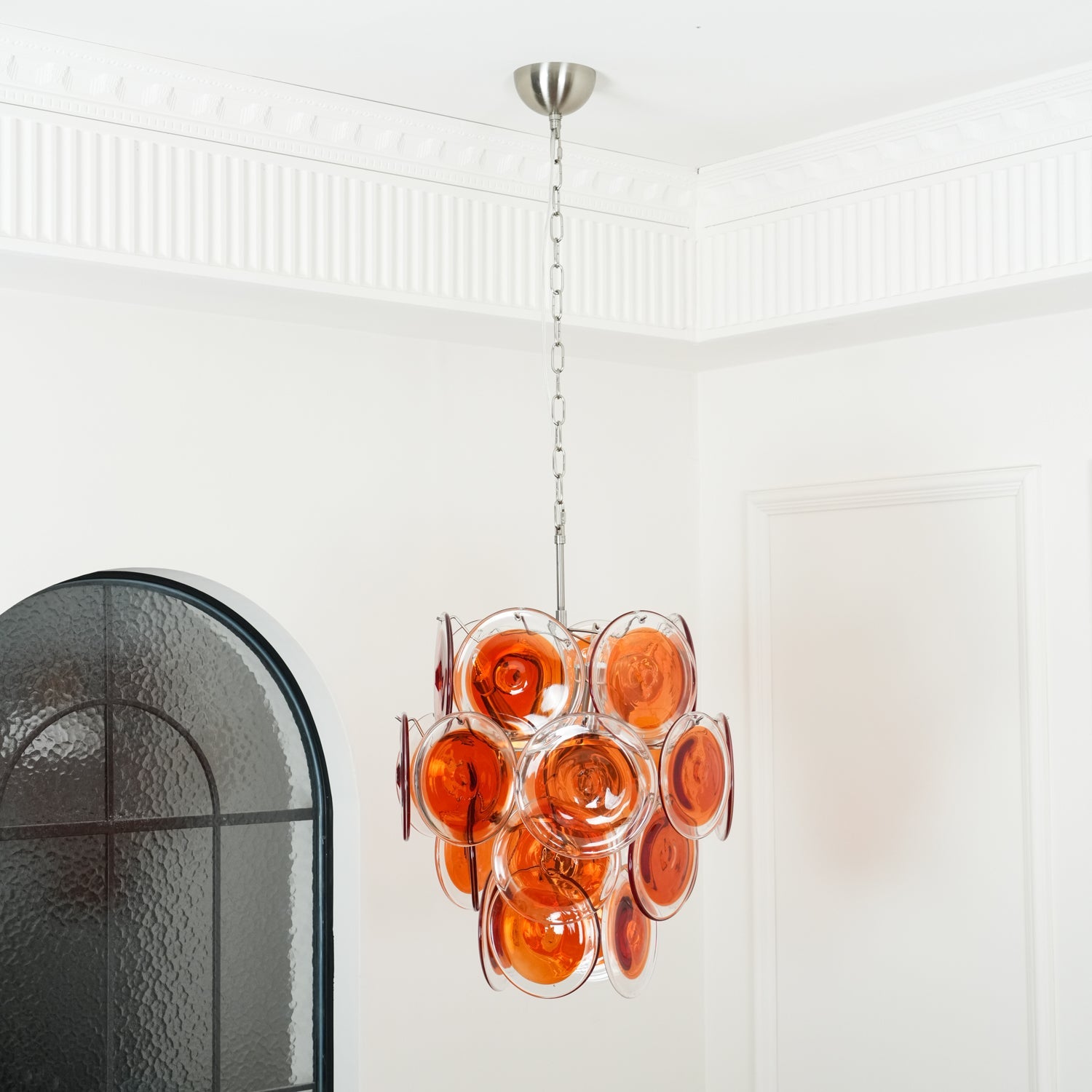 Aurora Chandelier Murano Orange Glass - Blowlighting