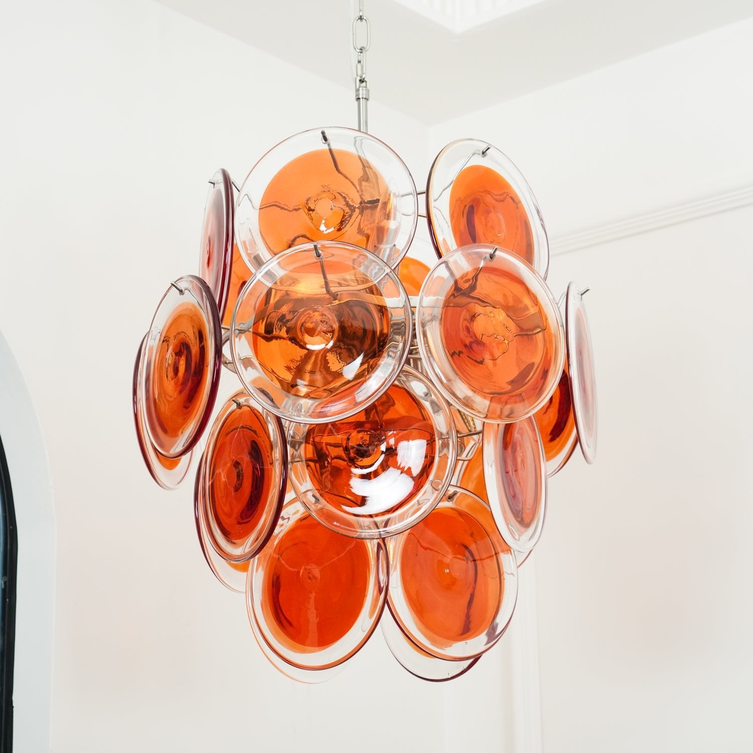 Aurora Chandelier Murano Orange Glass - Blowlighting