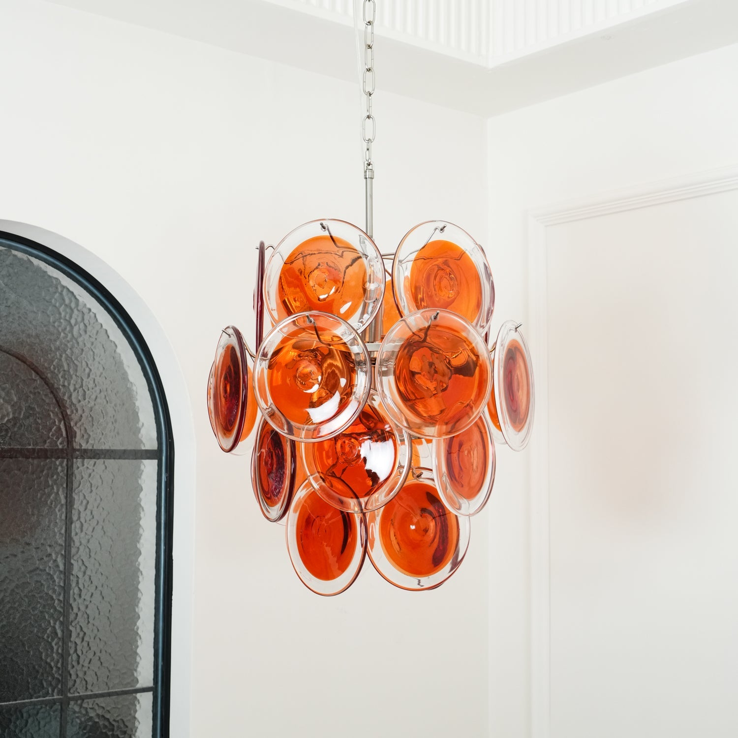 Aurora Chandelier Murano Orange Glass - Blowlighting