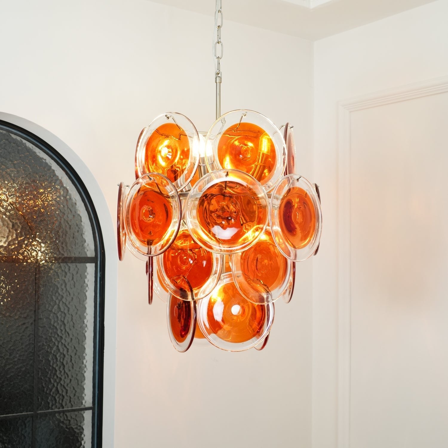Aurora Chandelier Murano Orange Glass - Blowlighting