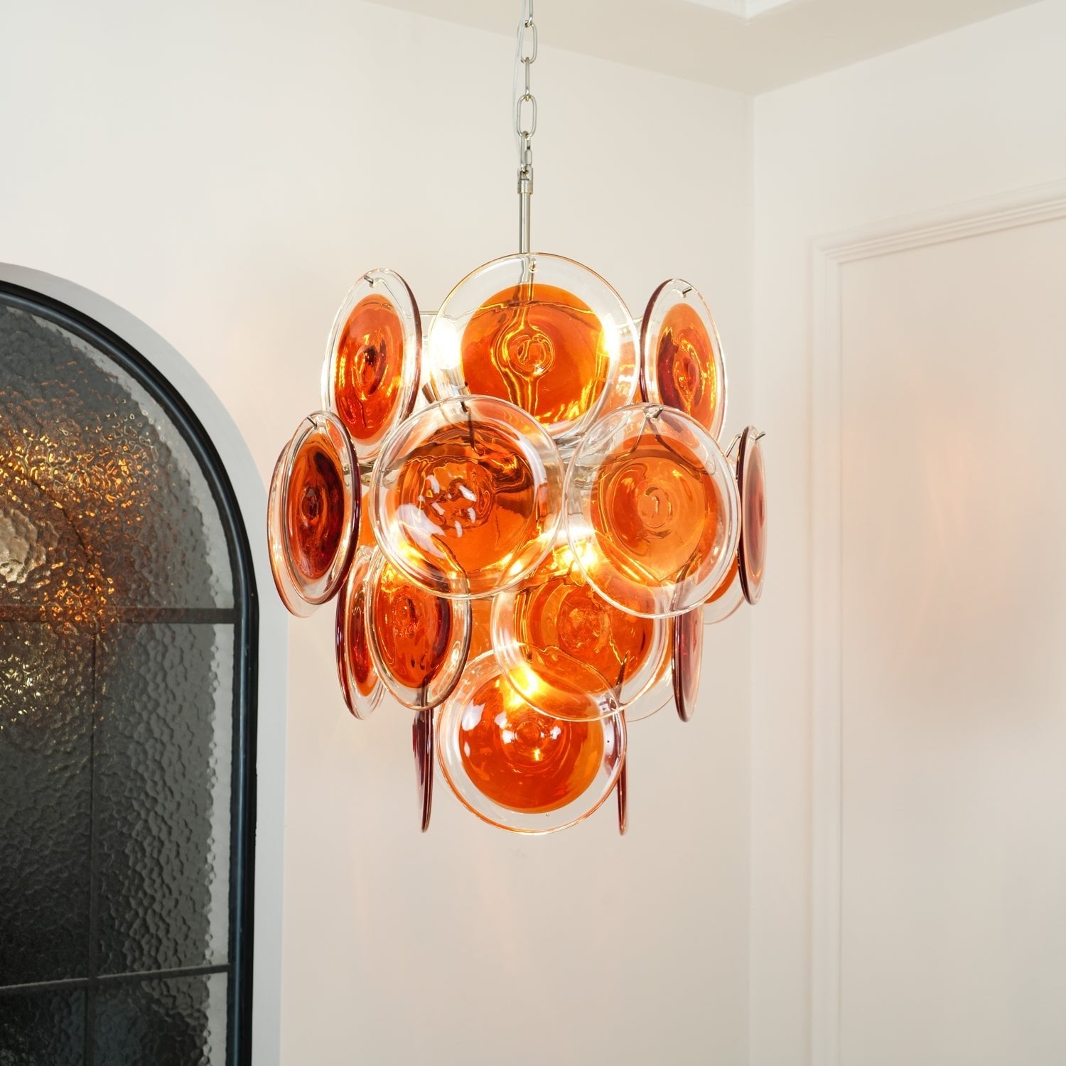 Aurora Chandelier Murano Orange Glass - Blowlighting