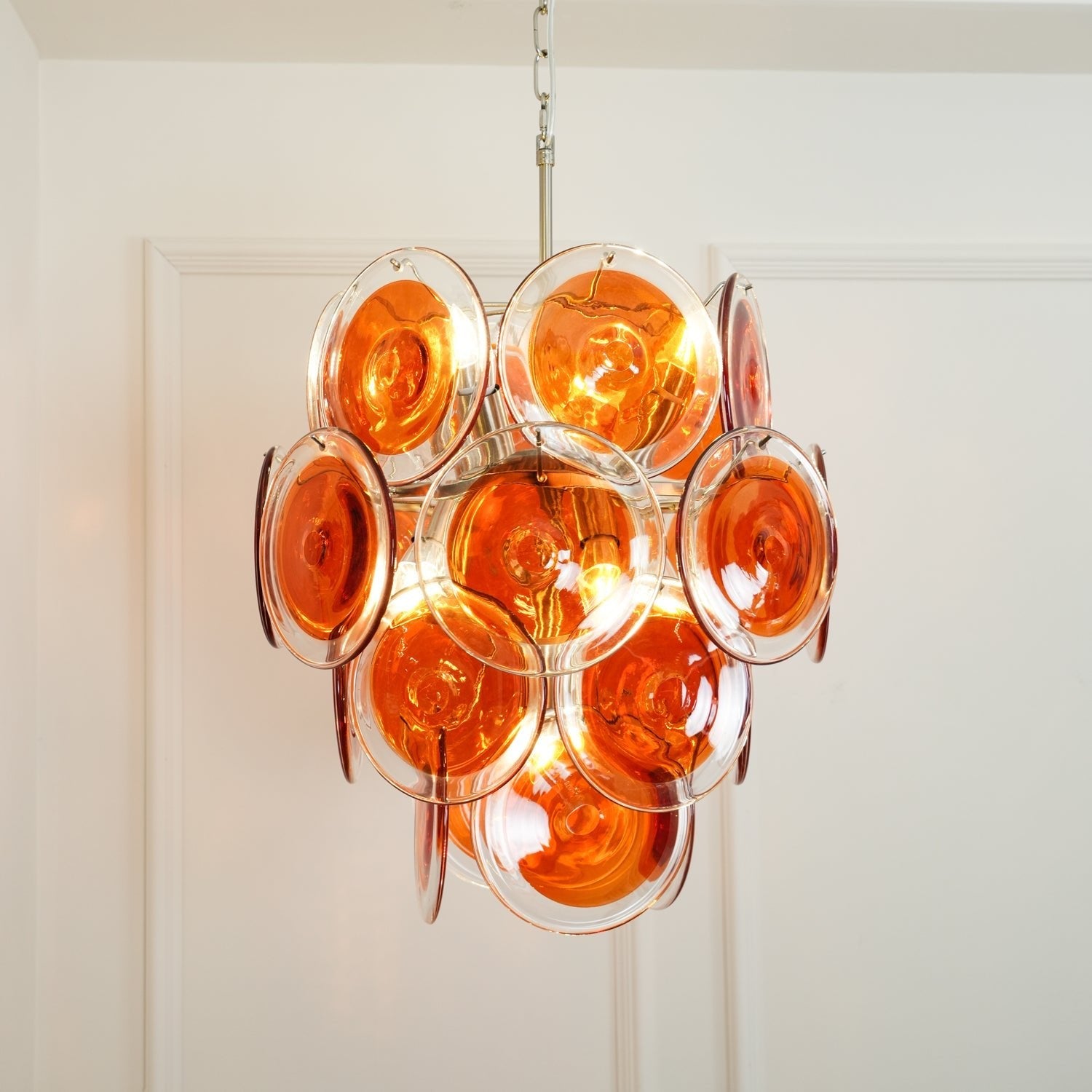 Aurora Chandelier Murano Orange Glass - Blowlighting