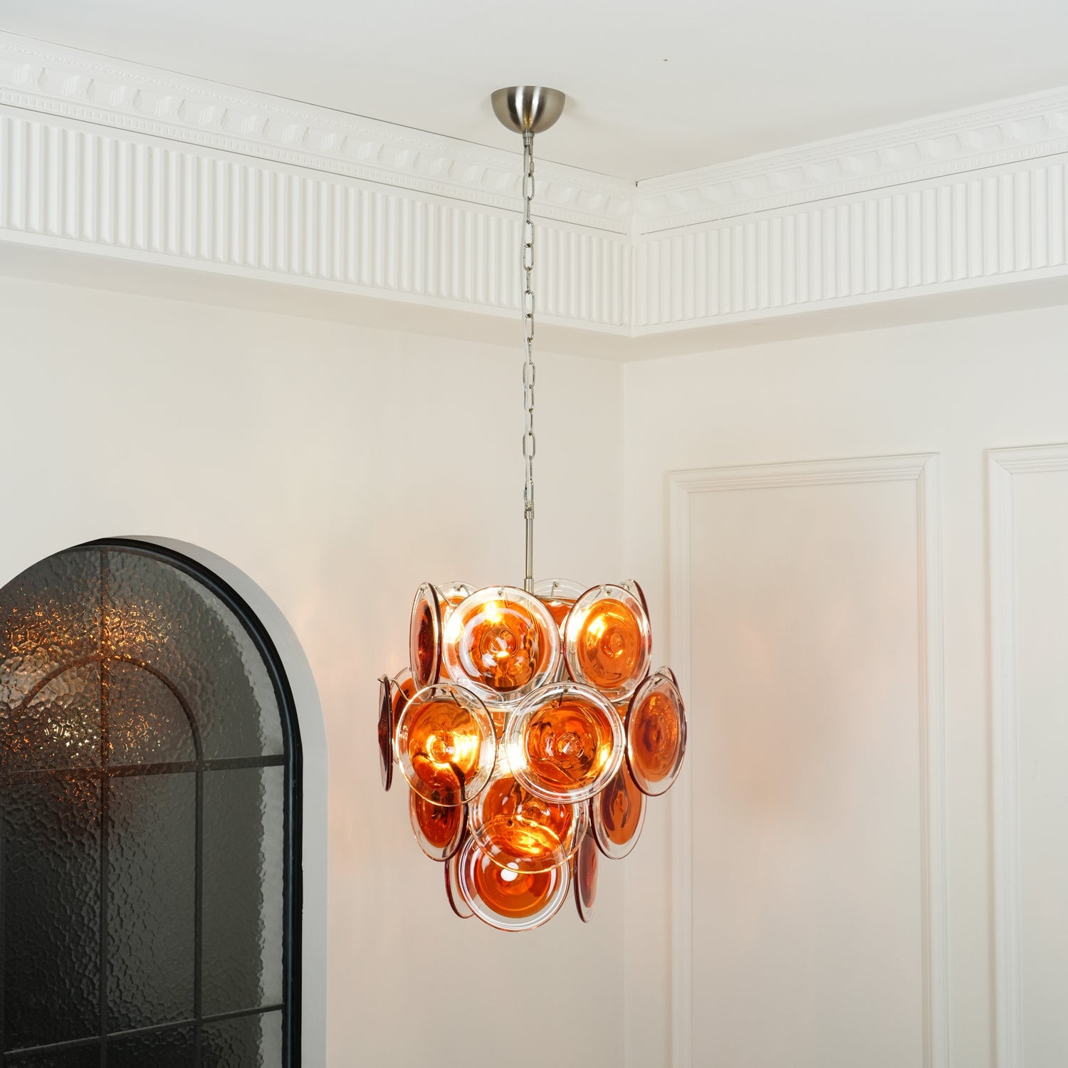 Aurora Chandelier Murano Orange Glass - Blowlighting
