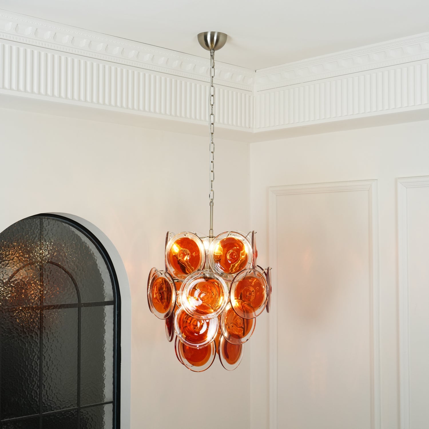 Aurora Chandelier Murano Orange Glass - Blowlighting