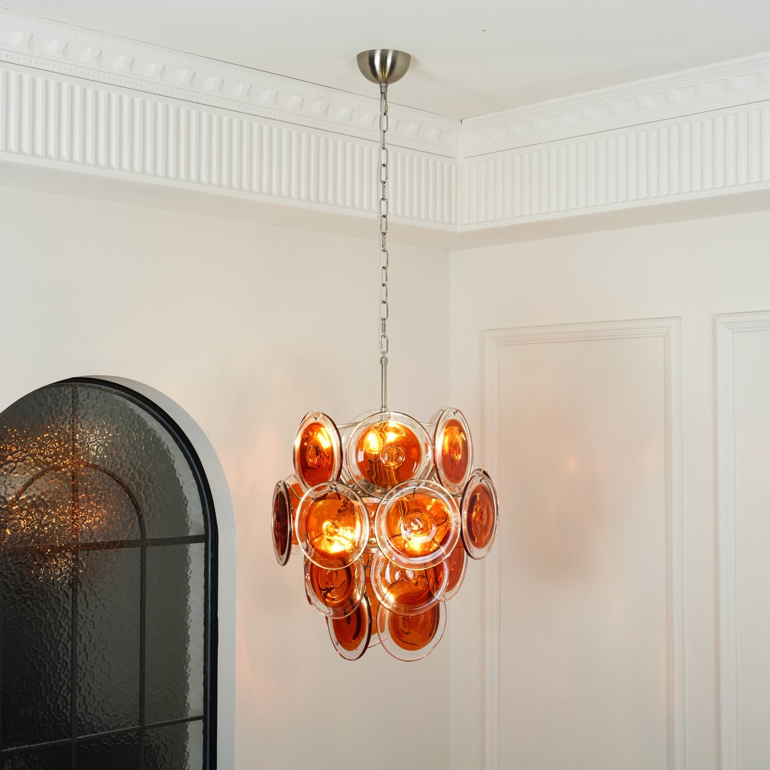 Aurora Chandelier Murano Orange Glass - Blowlighting