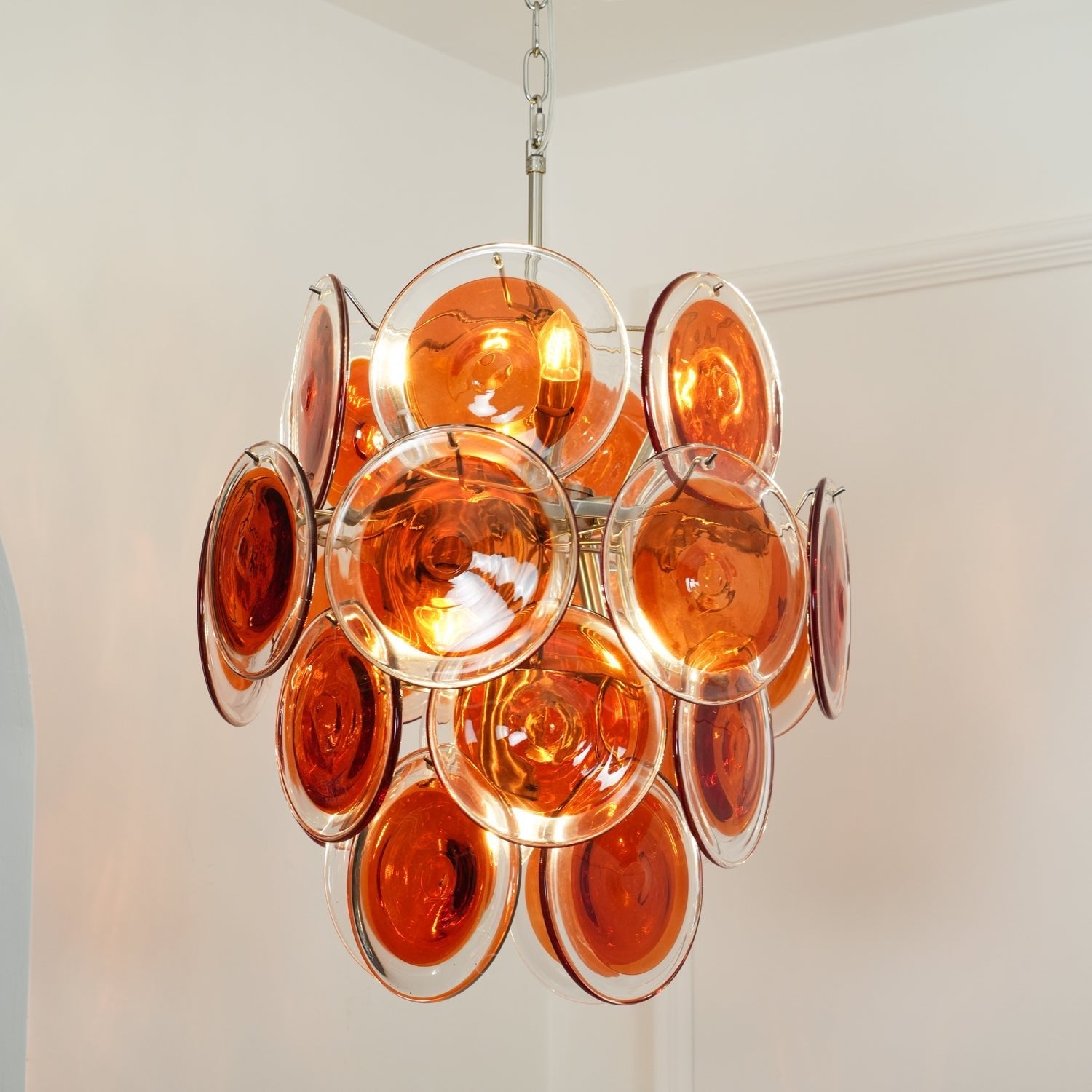 Aurora Chandelier Murano Orange Glass - Blowlighting