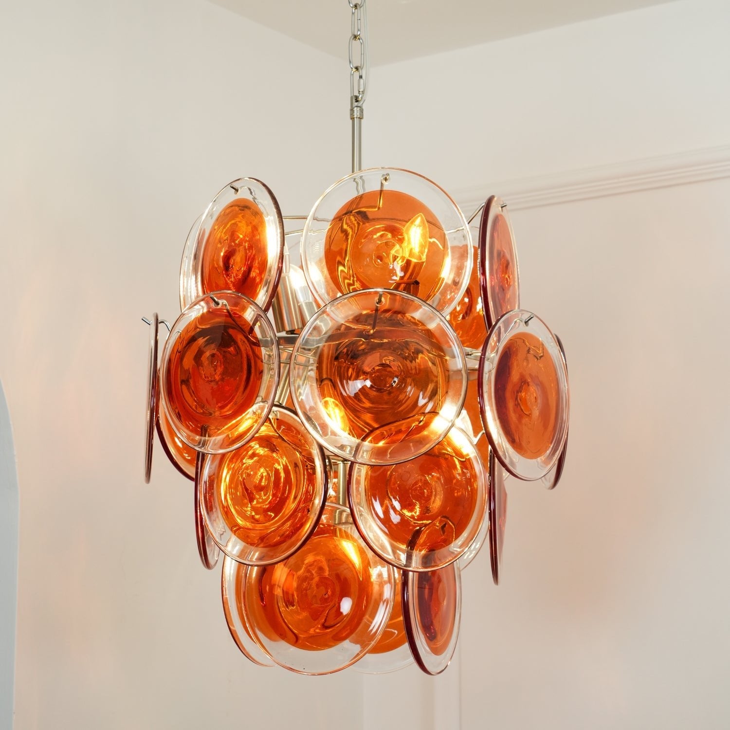 Aurora Chandelier Murano Orange Glass - Blowlighting