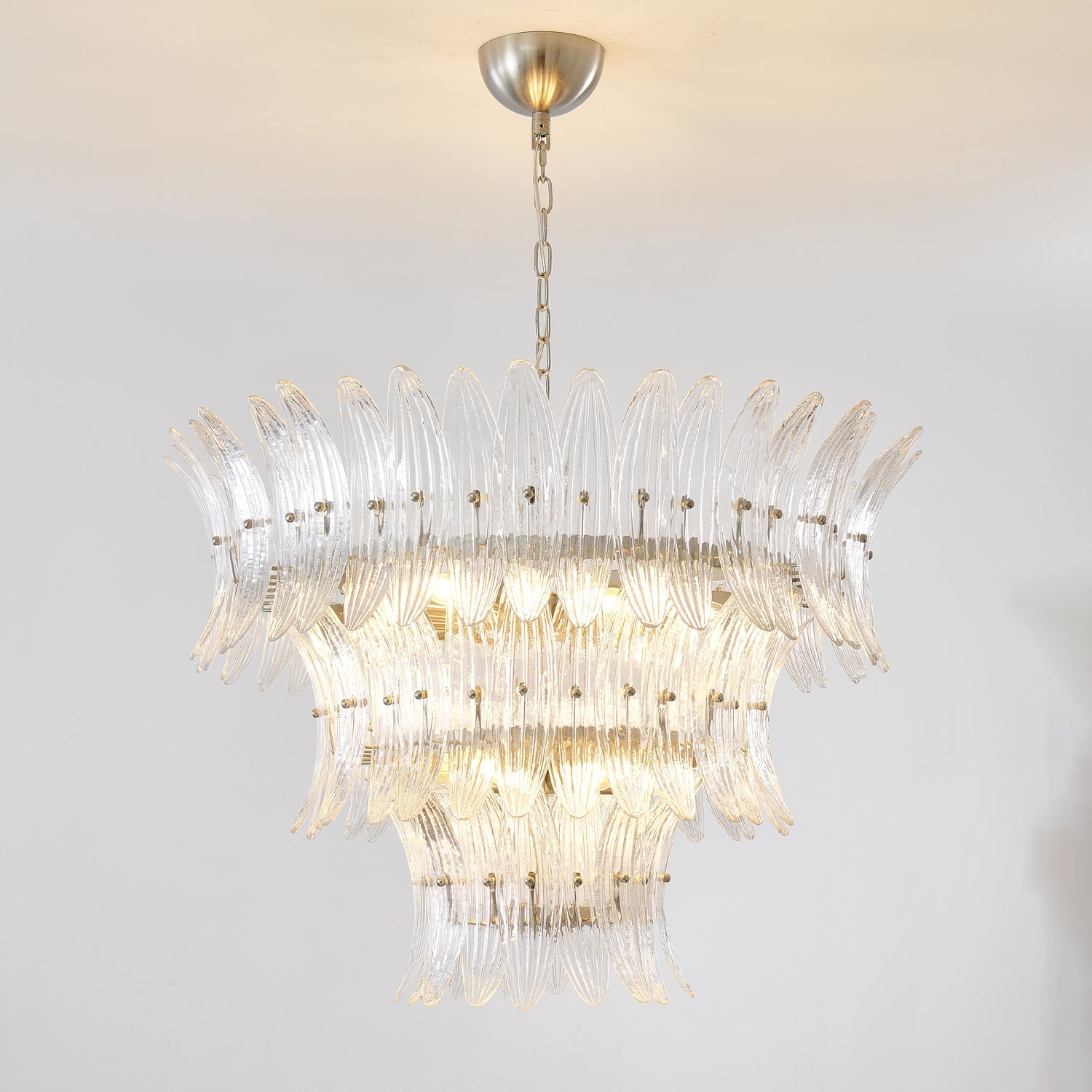Aurora Chandelier Murano Glass Palmette Leaf Tiered - Blowlighting