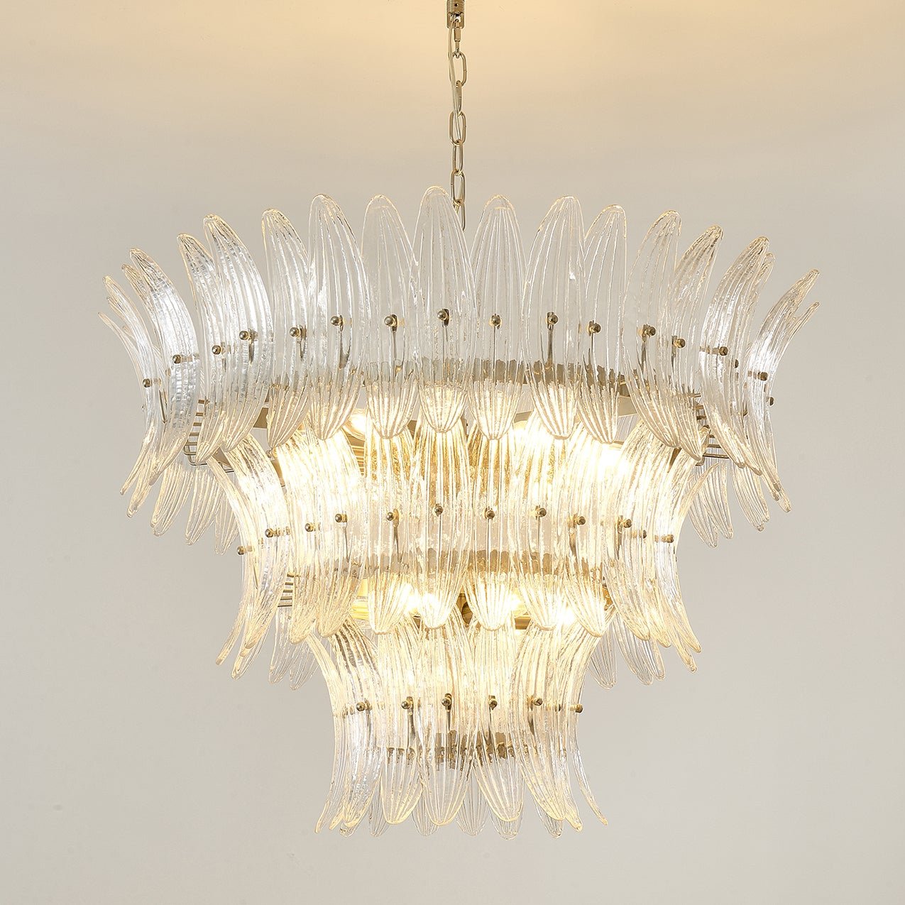 Aurora Chandelier Murano Glass Palmette Leaf Tiered - Blowlighting