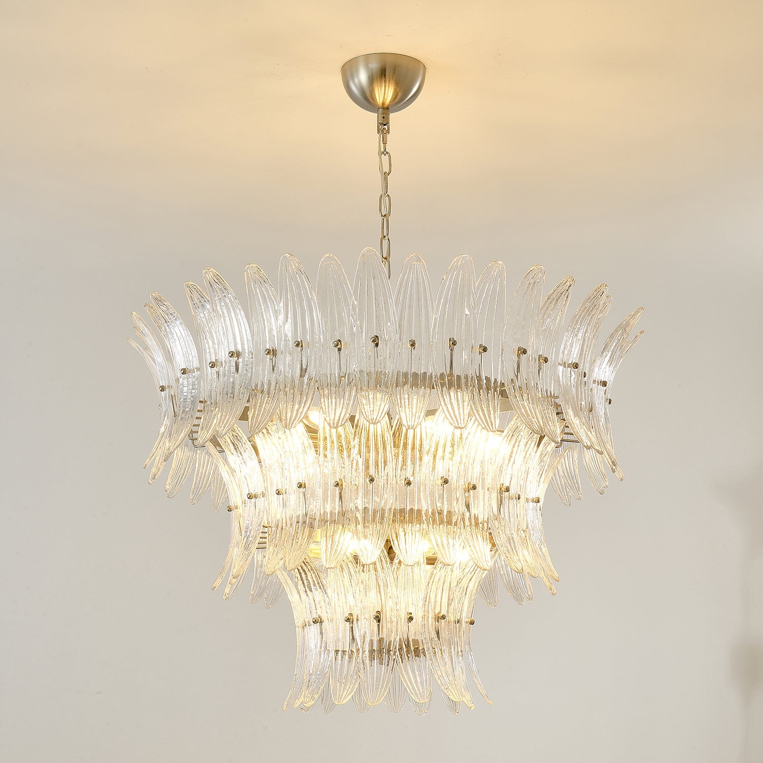 Aurora Chandelier Murano Glass Palmette Leaf Tiered - Blowlighting
