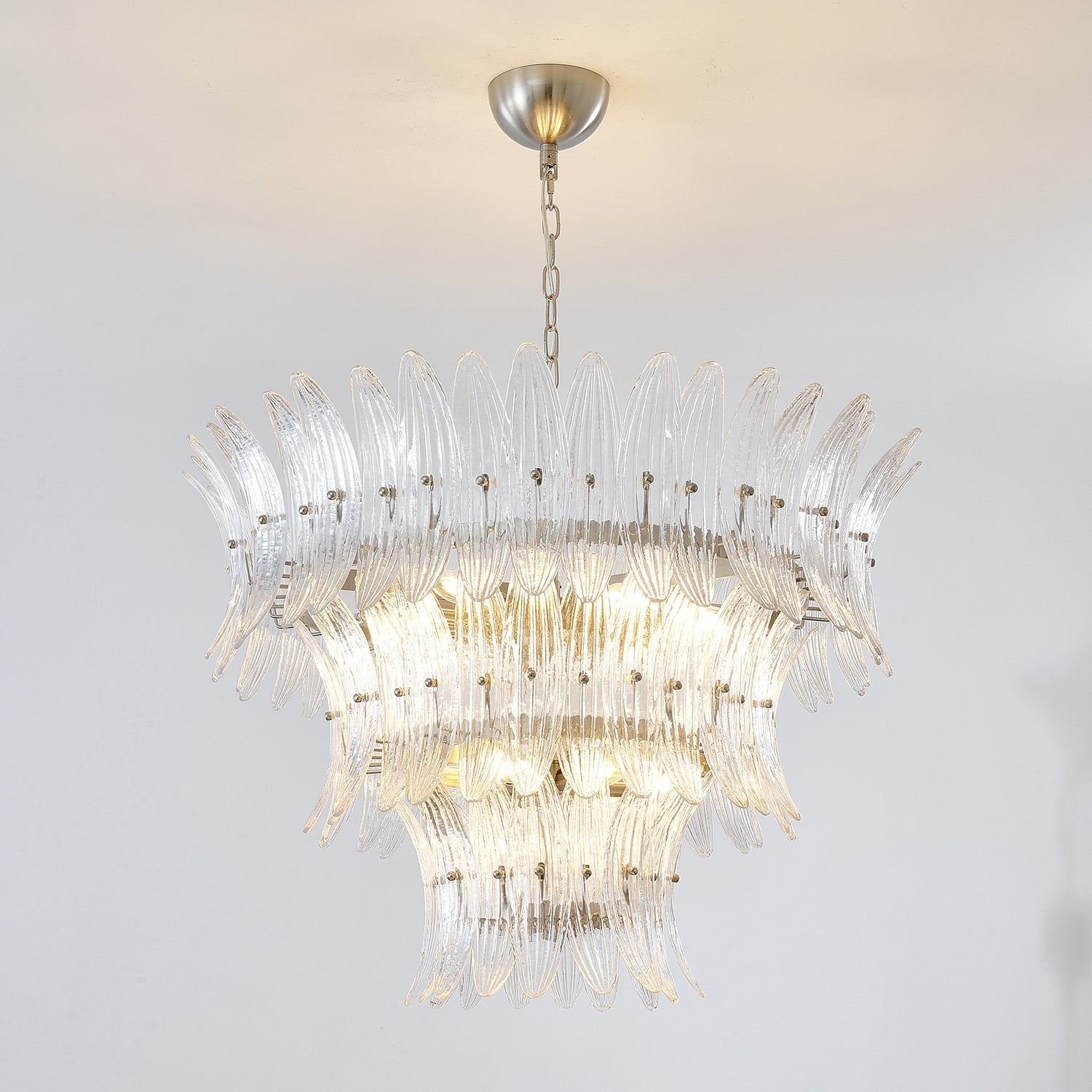 Aurora Chandelier Murano Glass Palmette Leaf Tiered - Blowlighting