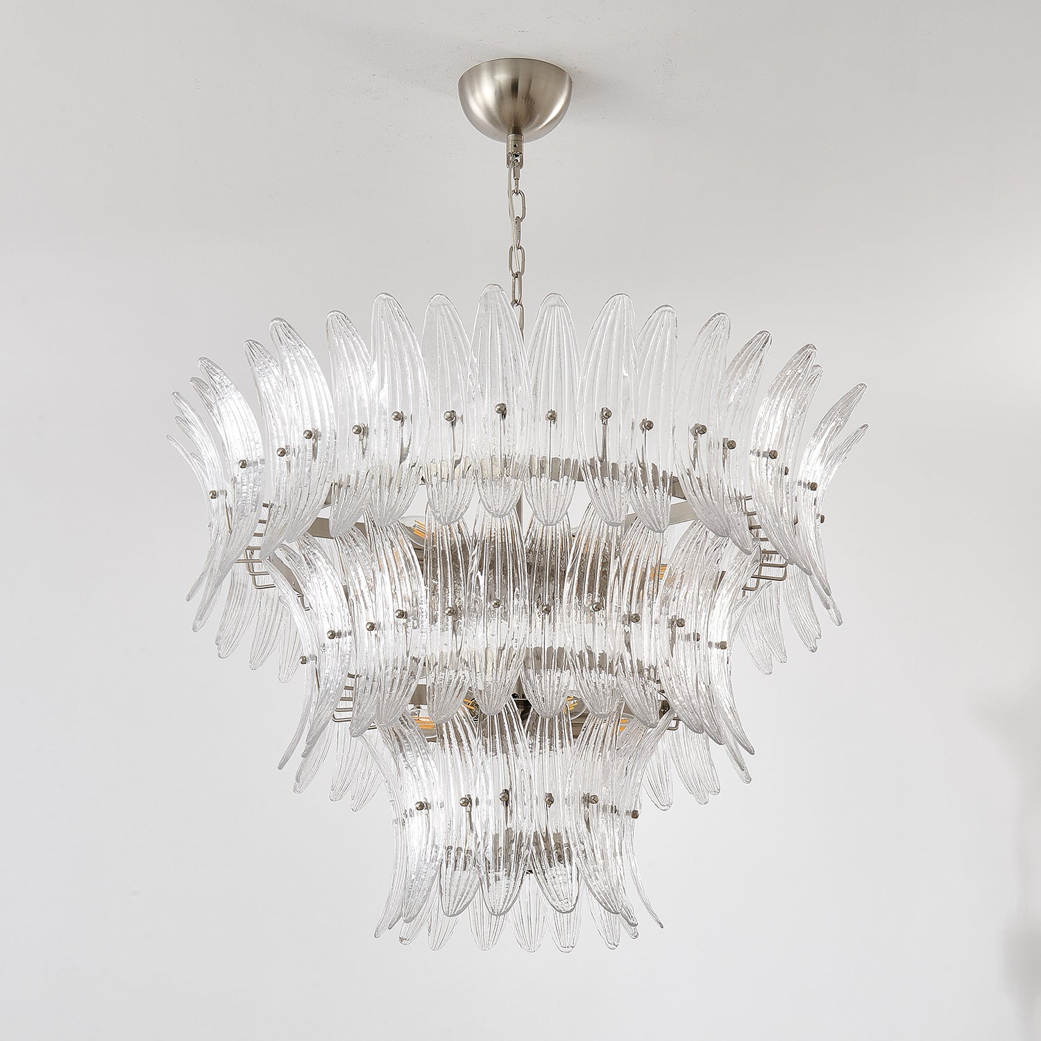 Aurora Chandelier Murano Glass Palmette Leaf Tiered - Blowlighting