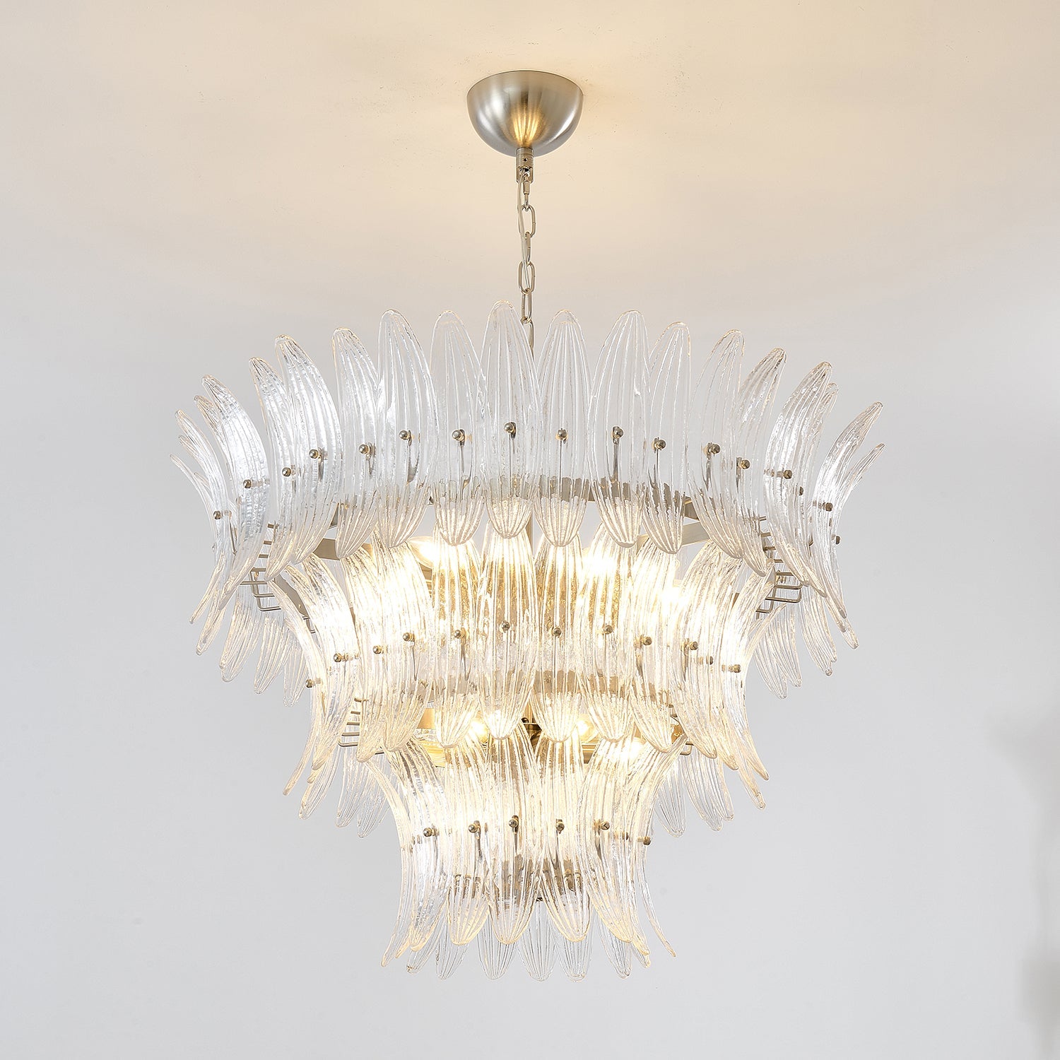 Aurora Chandelier Murano Glass Palmette Leaf Tiered - Blowlighting