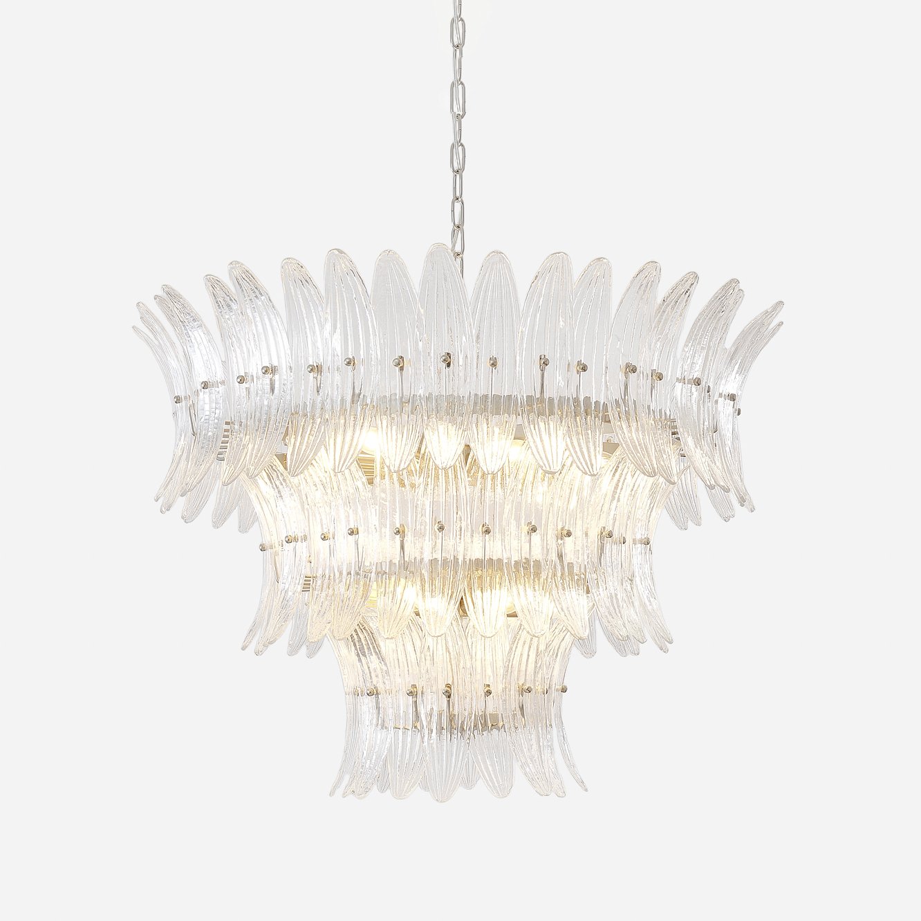 Aurora Chandelier Murano Glass Palmette Leaf Tiered - Blowlighting
