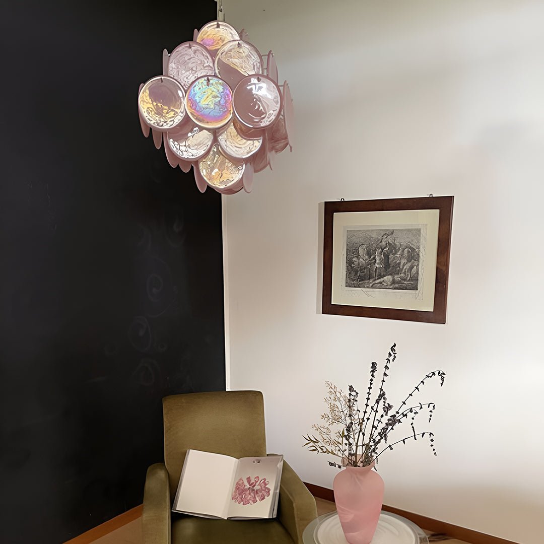 Aurora Chandelier Pink Disc Layered Artistic - Blowlighting