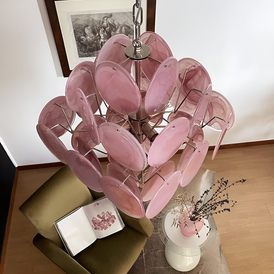 Aurora Chandelier Pink Disc Layered Artistic - Blowlighting