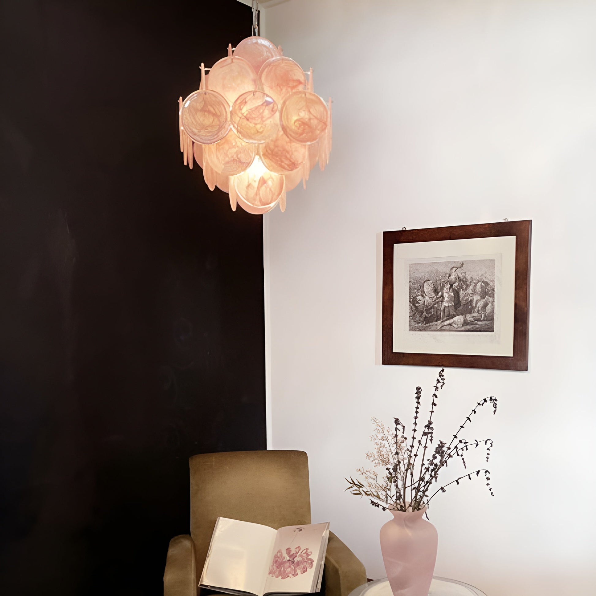 Aurora Chandelier Pink Disc Layered Artistic - Blowlighting