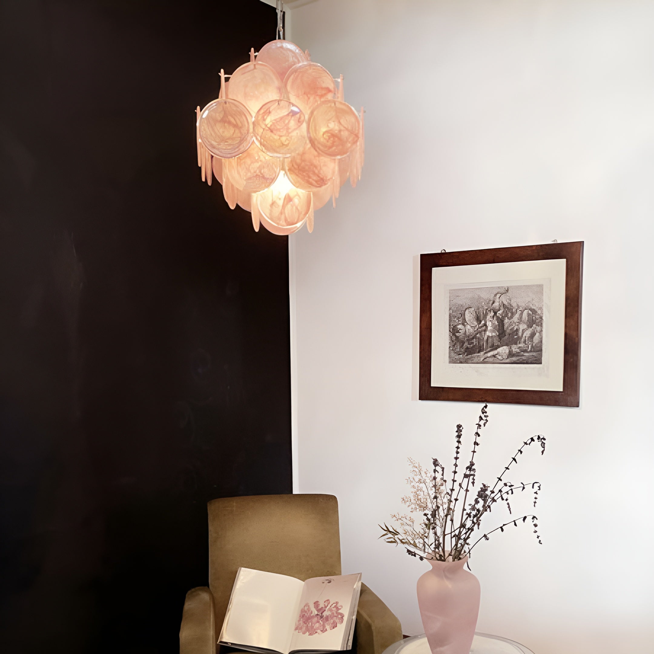 Aurora Chandelier Pink Disc Layered Artistic - Blowlighting
