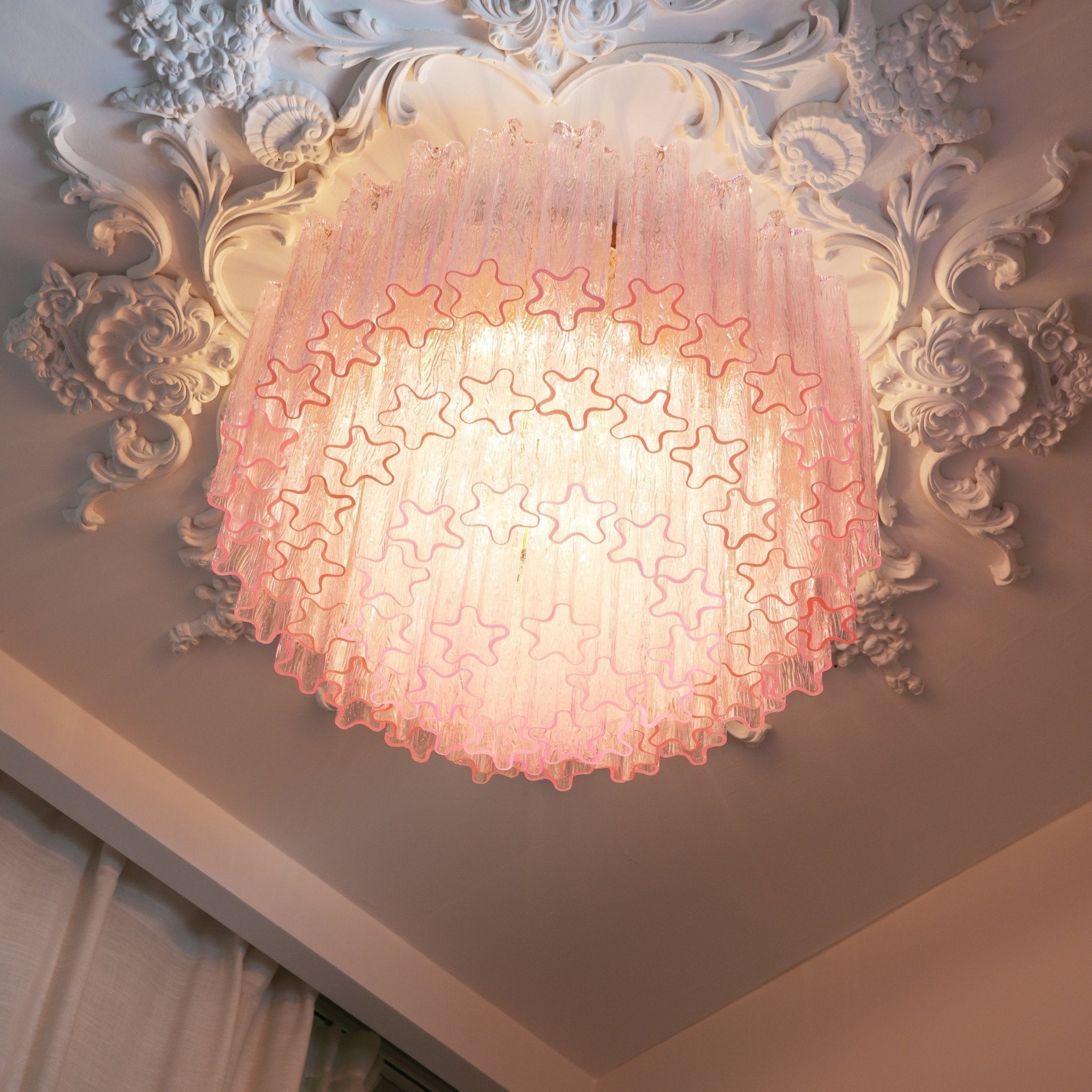 Aurora Ceiling Lamp Murano Pink Glass Vintage - Blowlighting
