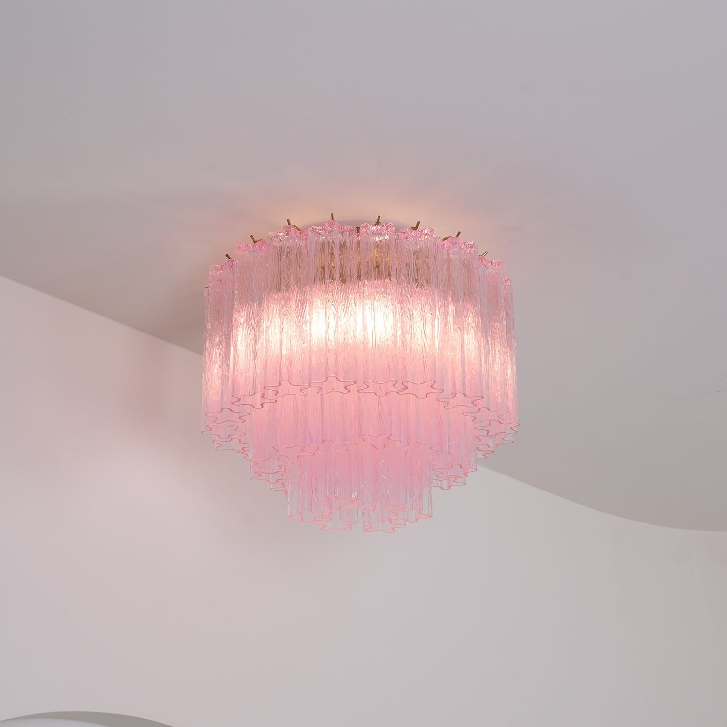 Aurora Ceiling Lamp Murano Pink Glass Vintage - Blowlighting