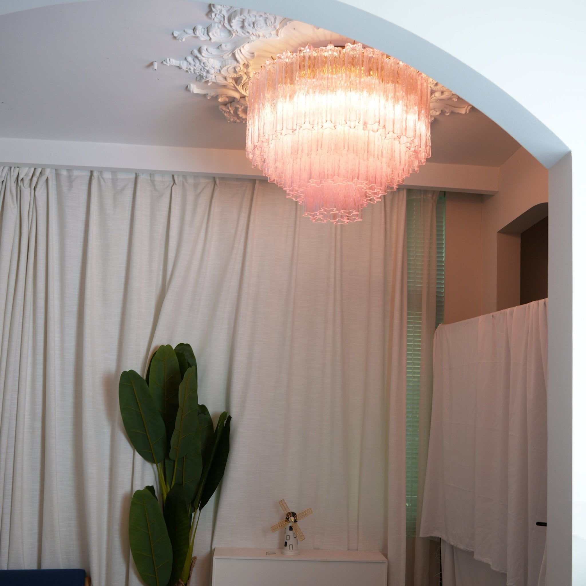 Aurora Ceiling Lamp Murano Pink Glass Vintage - Blowlighting
