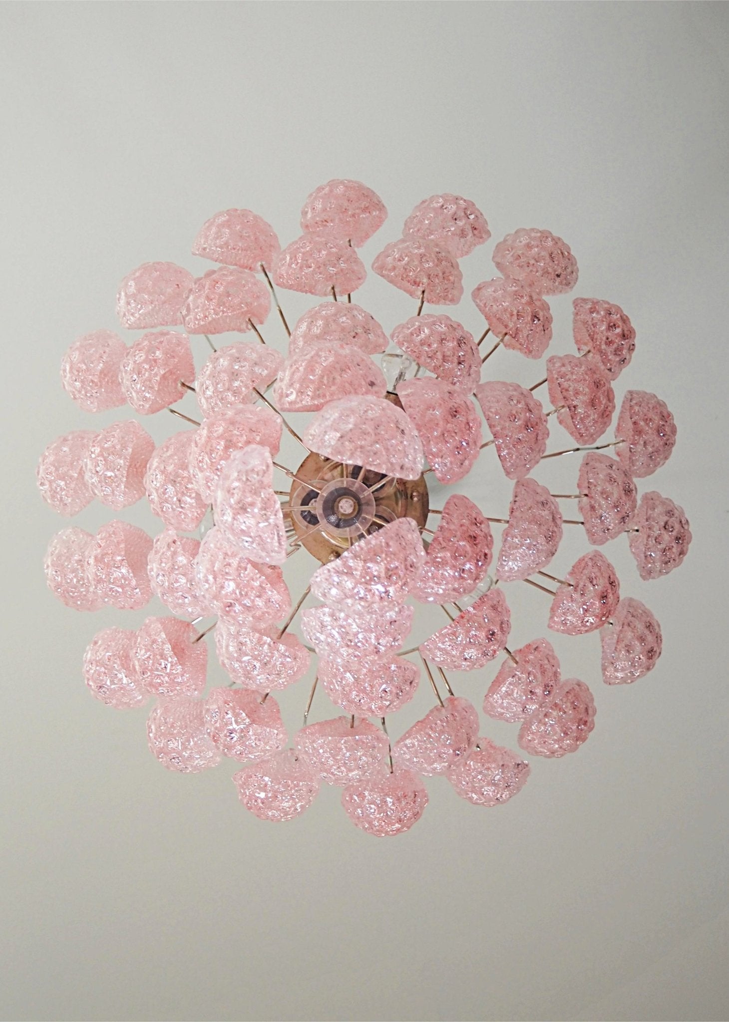 Aurora Chandelier Pink Droplet Murano Glass Diamond Pattern Waterfall - Blowlighting