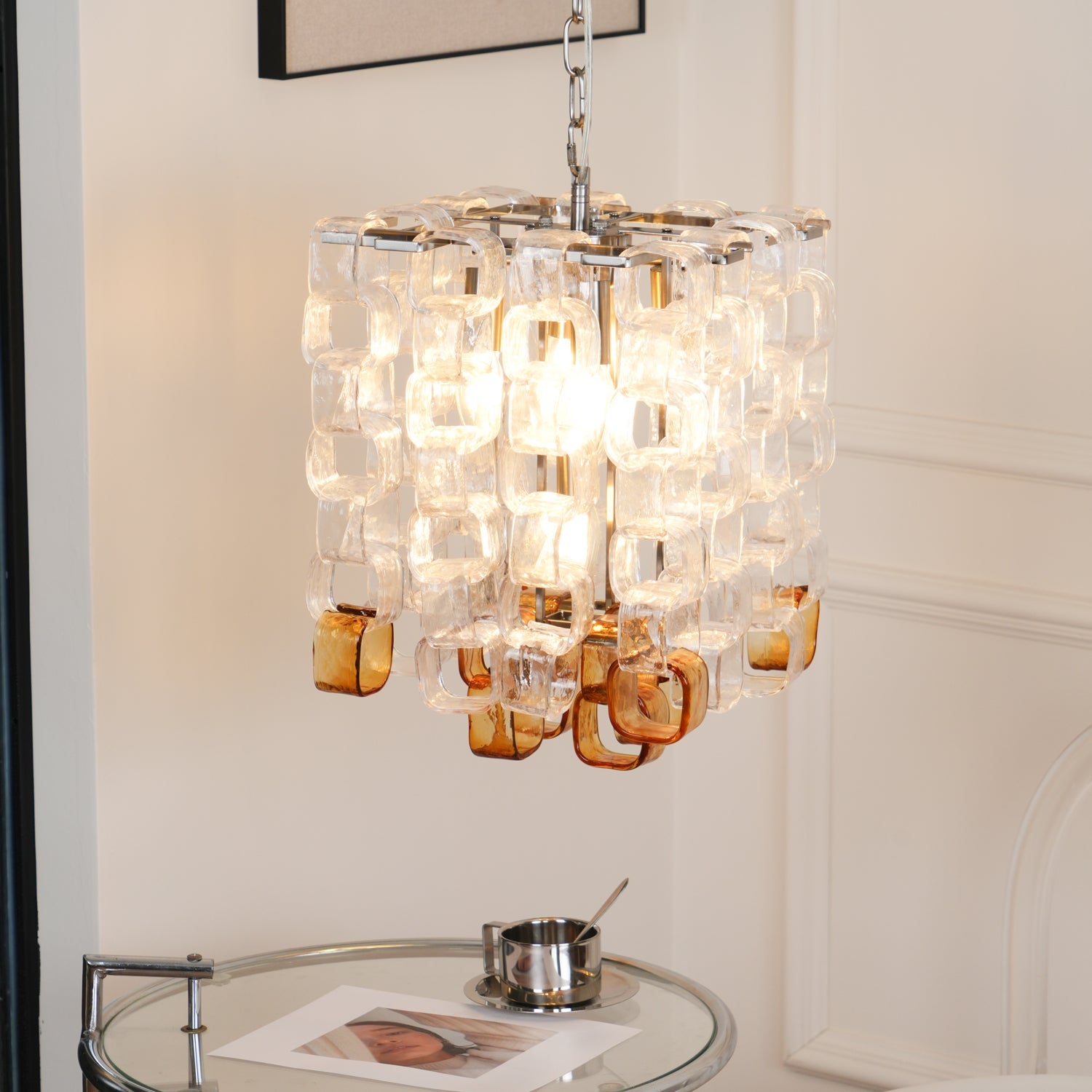 Aurora Chandelier Murano Glass Interlocking Geometric - Blowlighting