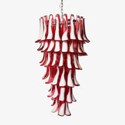 Aurora Chandelier Red White Murano Spiral Petals - Blowlighting