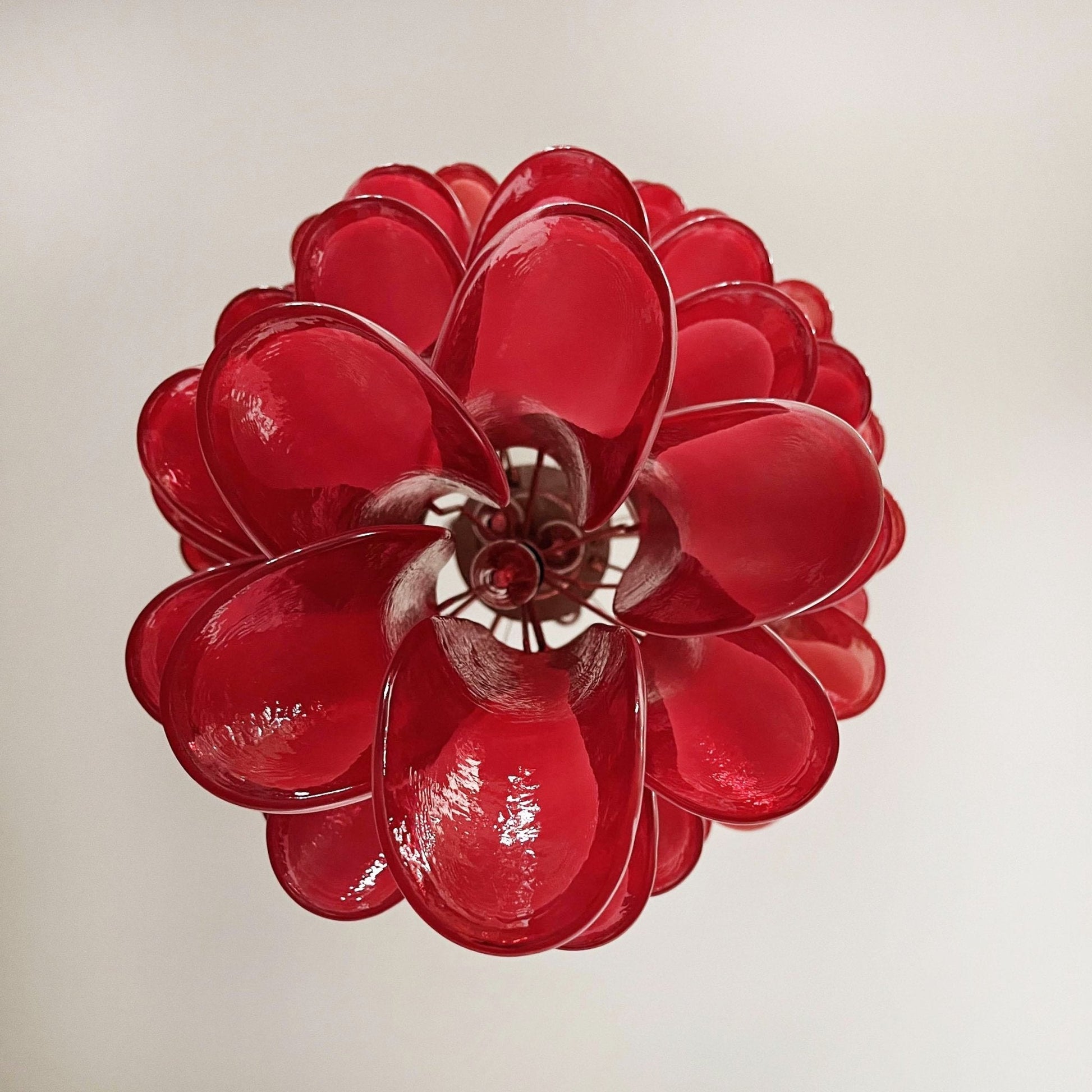 Aurora Chandelier Red White Murano Spiral Petals - Blowlighting