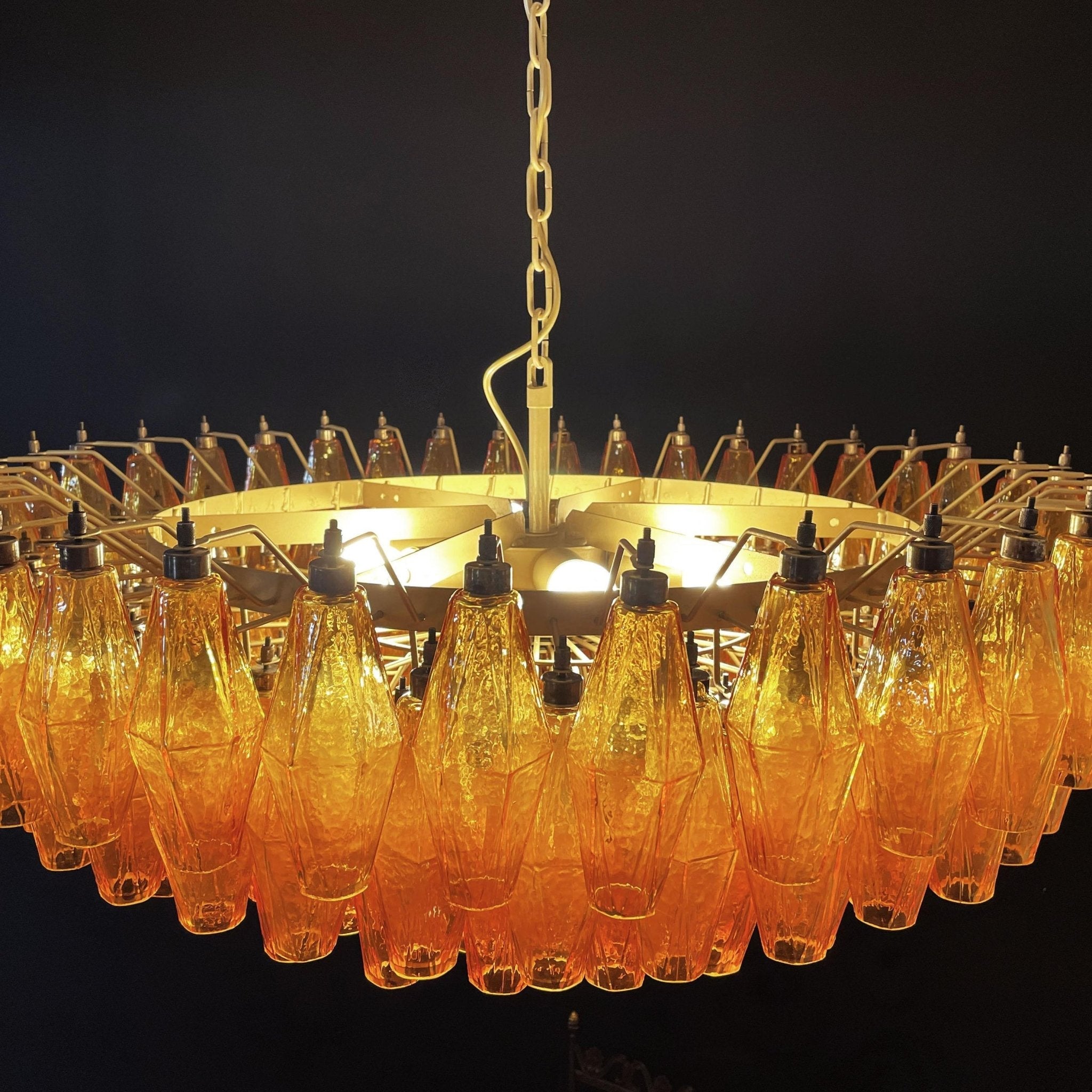 Murano Chandelier Amber Layered Oval - Blowlighting