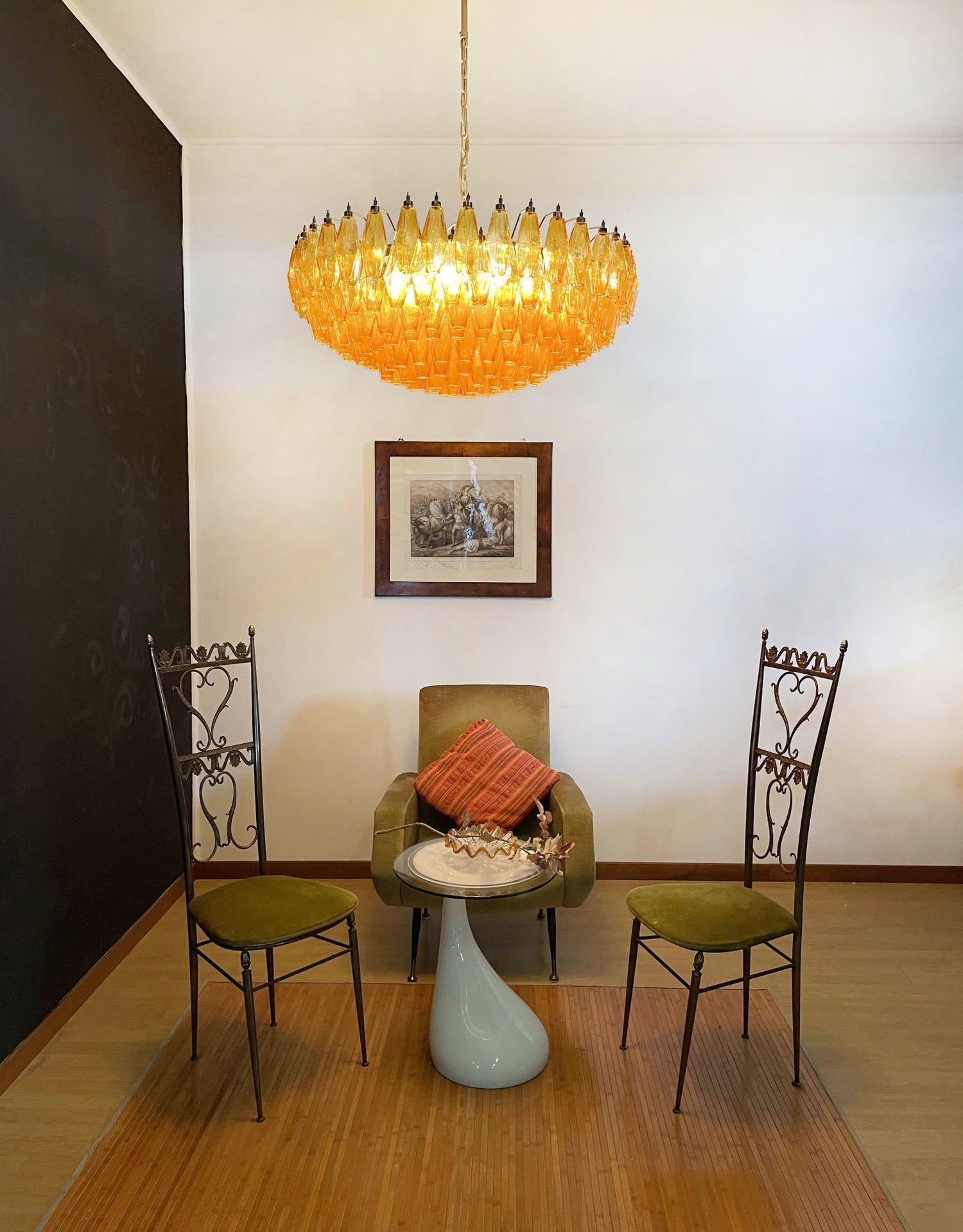 Murano Chandelier Amber Layered Oval - Blowlighting