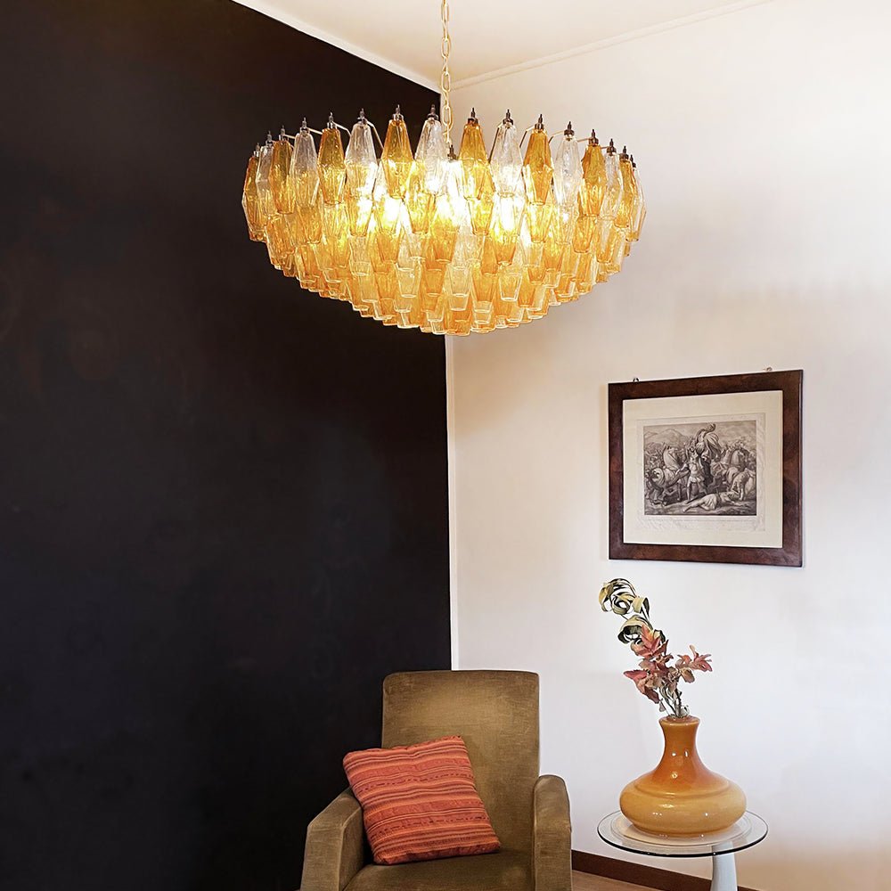Murano Chandelier Amber Layered Oval - Blowlighting