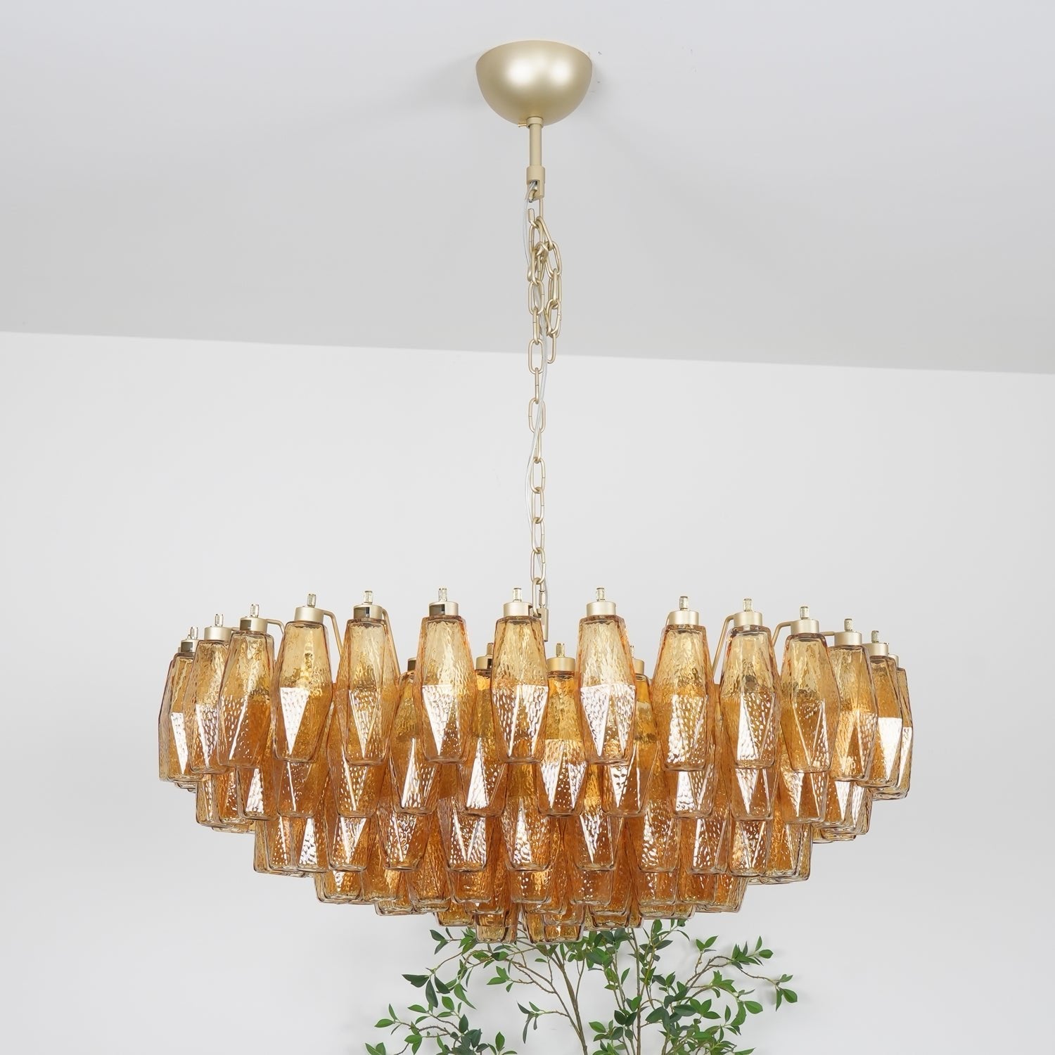 Murano Chandelier Amber Layered Oval - Blowlighting