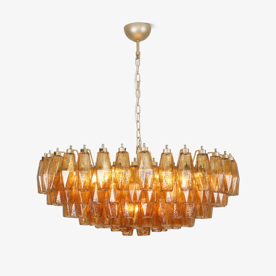 Murano Chandelier Amber Layered Oval - Blowlighting