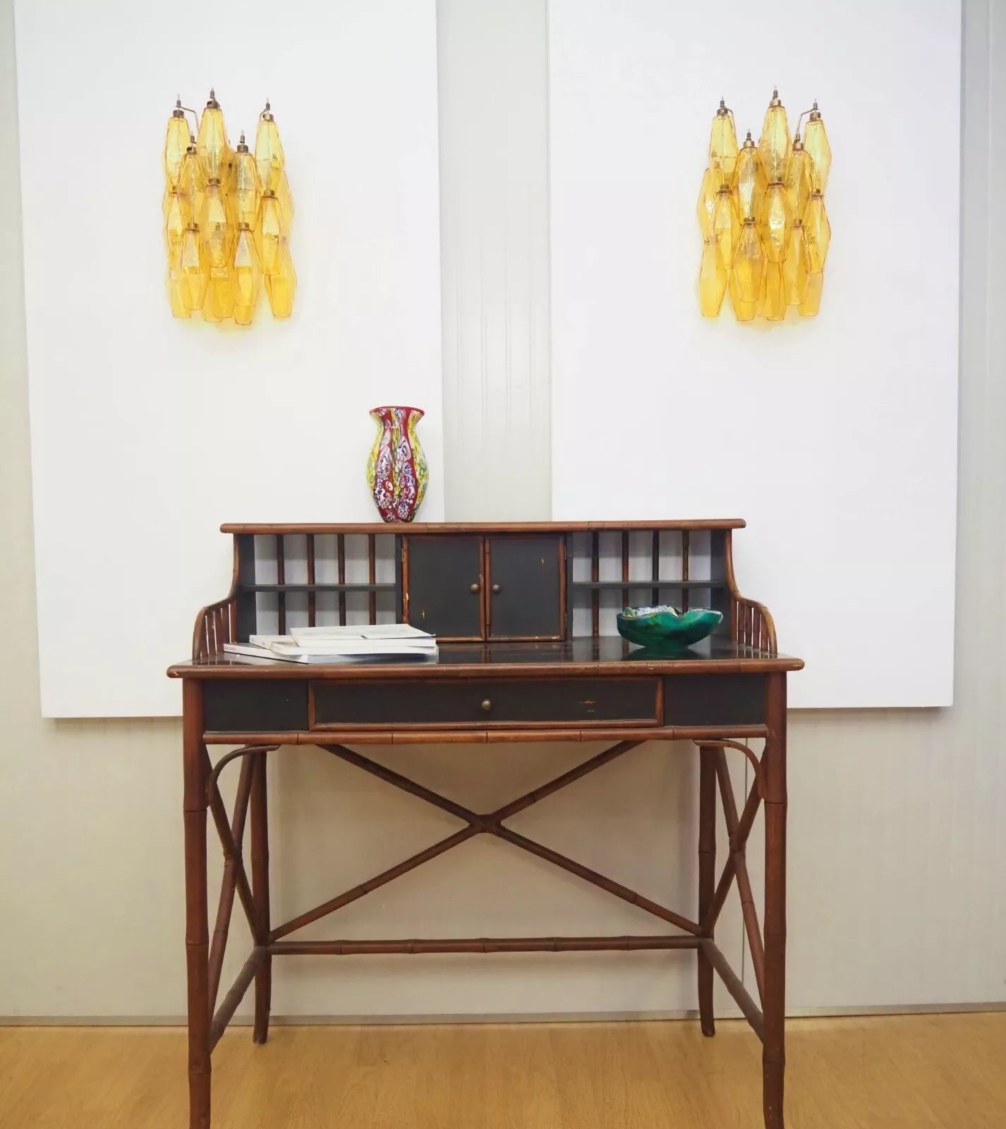 Aurora Wall Lamp Amber Rhombus Glass Geometric Murano Warmth - Blowlighting