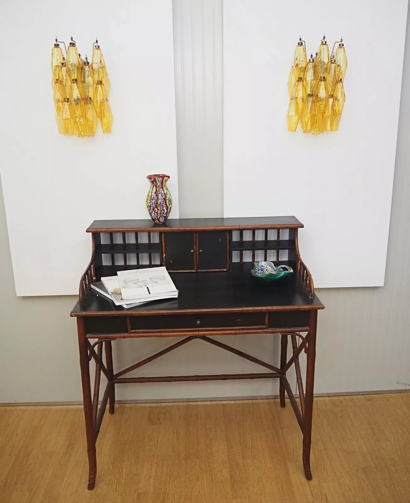 Aurora Wall Lamp Amber Rhombus Glass Geometric Murano Warmth - Blowlighting