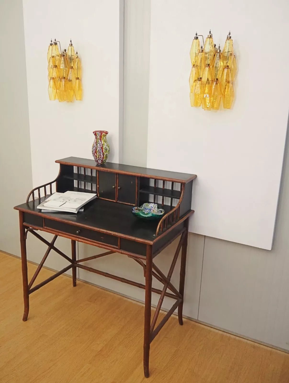 Aurora Wall Lamp Amber Rhombus Glass Geometric Murano Warmth - Blowlighting