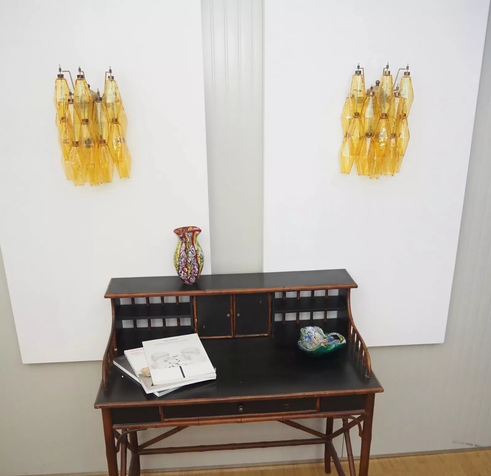 Aurora Wall Lamp Amber Rhombus Glass Geometric Murano Warmth - Blowlighting