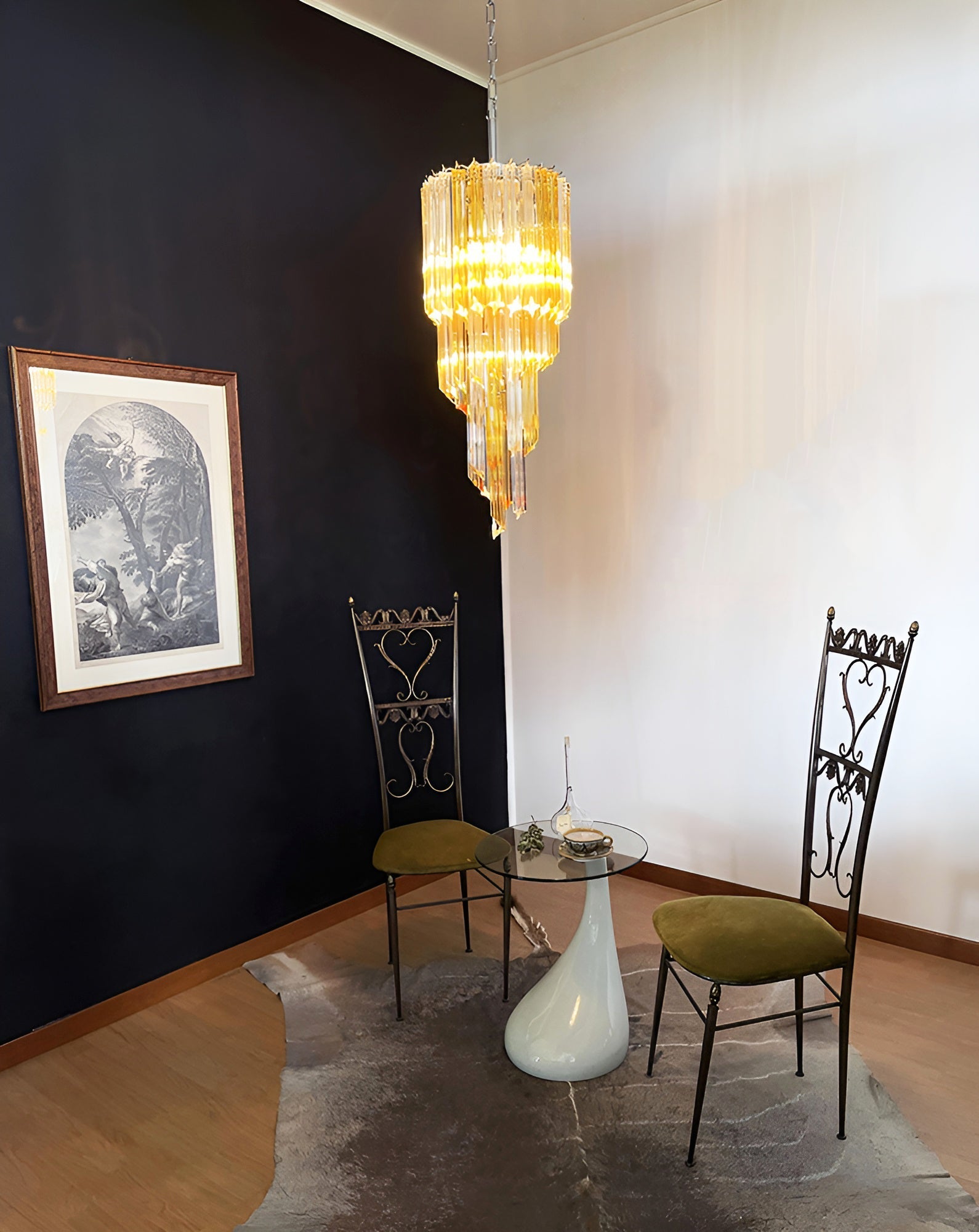 Aurora Chandelier Spiral Pink Prism Tiered - Blowlighting