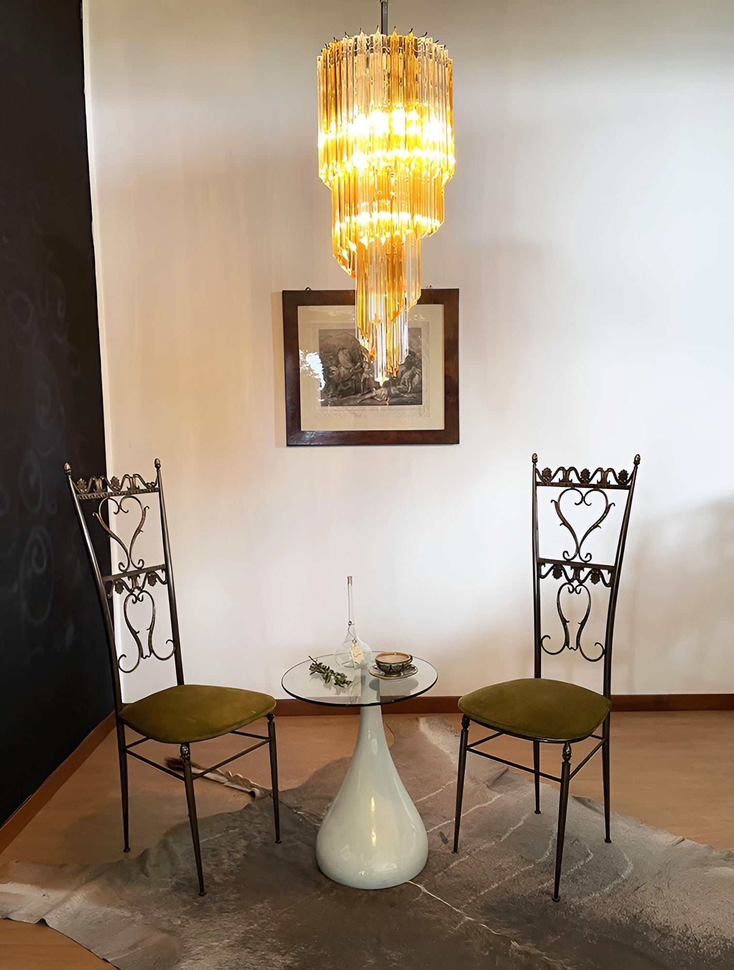 Aurora Chandelier Spiral Pink Prism Tiered - Blowlighting