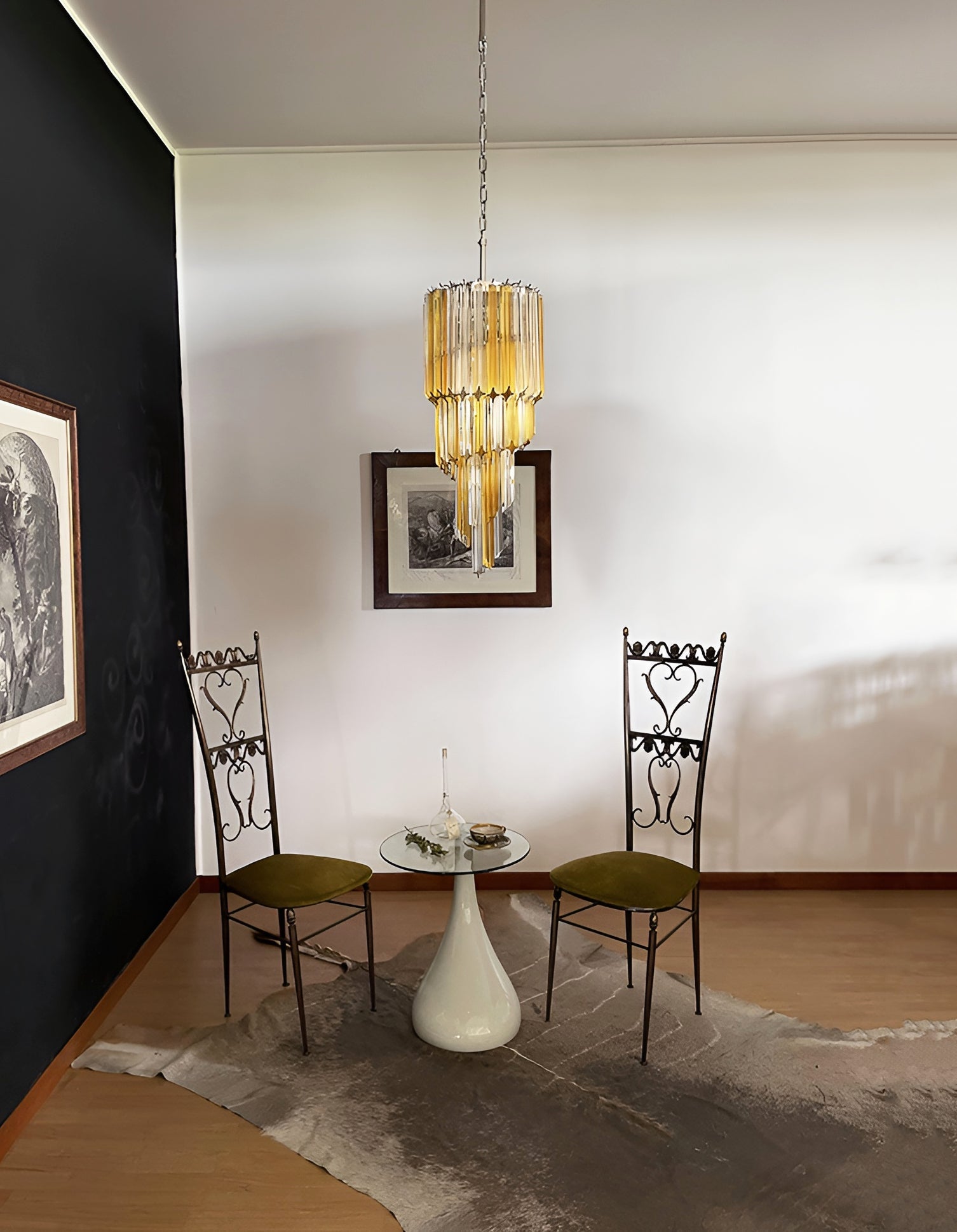 Aurora Chandelier Spiral Pink Prism Tiered - Blowlighting