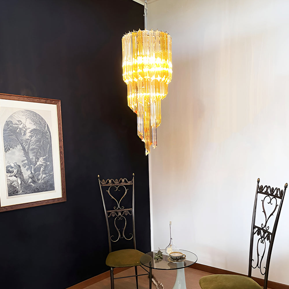 Aurora Chandelier Spiral Pink Prism Tiered - Blowlighting