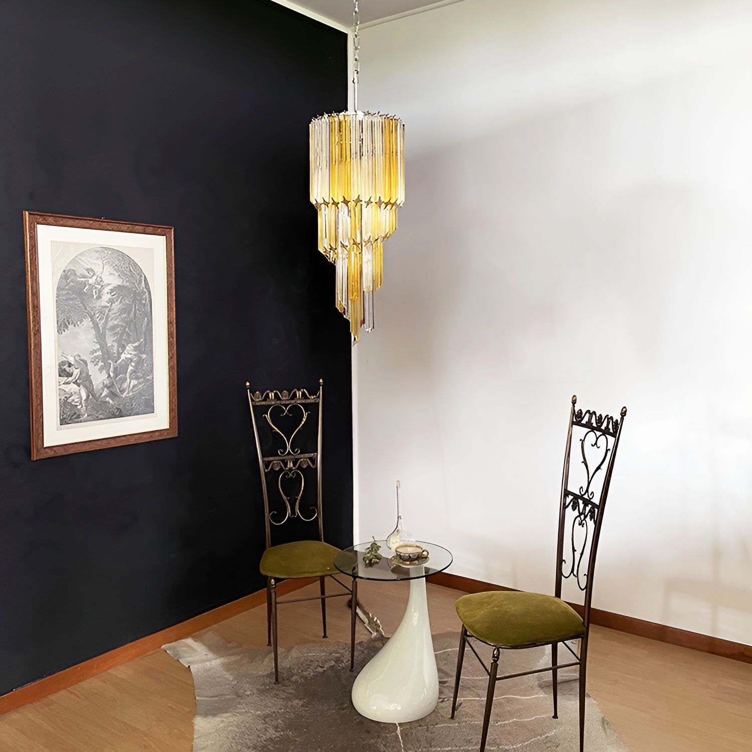 Aurora Chandelier Spiral Pink Prism Tiered - Blowlighting