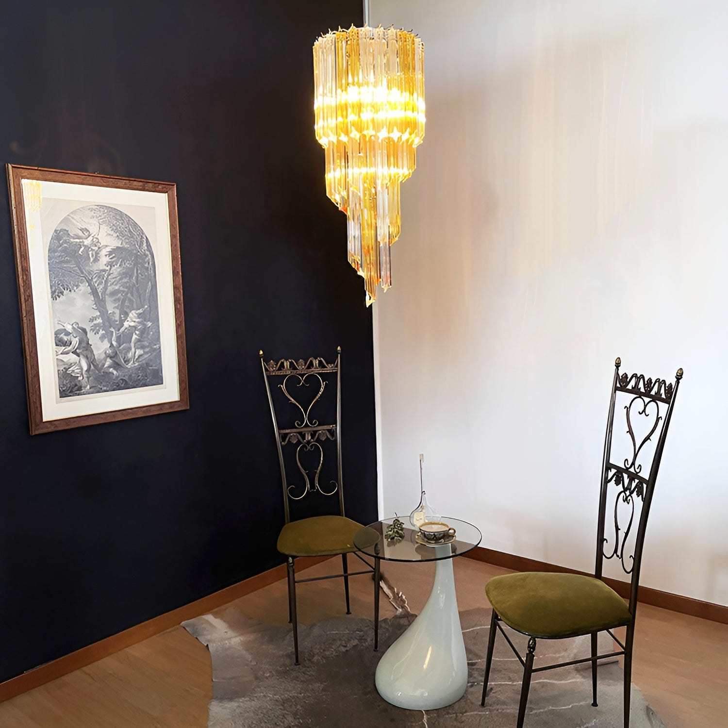 Aurora Chandelier Spiral Pink Prism Tiered - Blowlighting