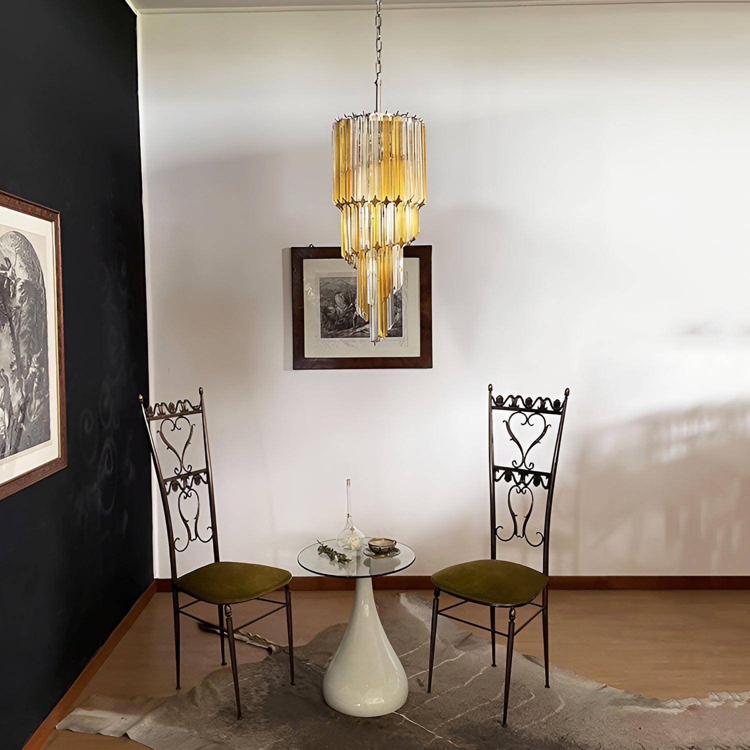 Aurora Chandelier Spiral Pink Prism Tiered - Blowlighting